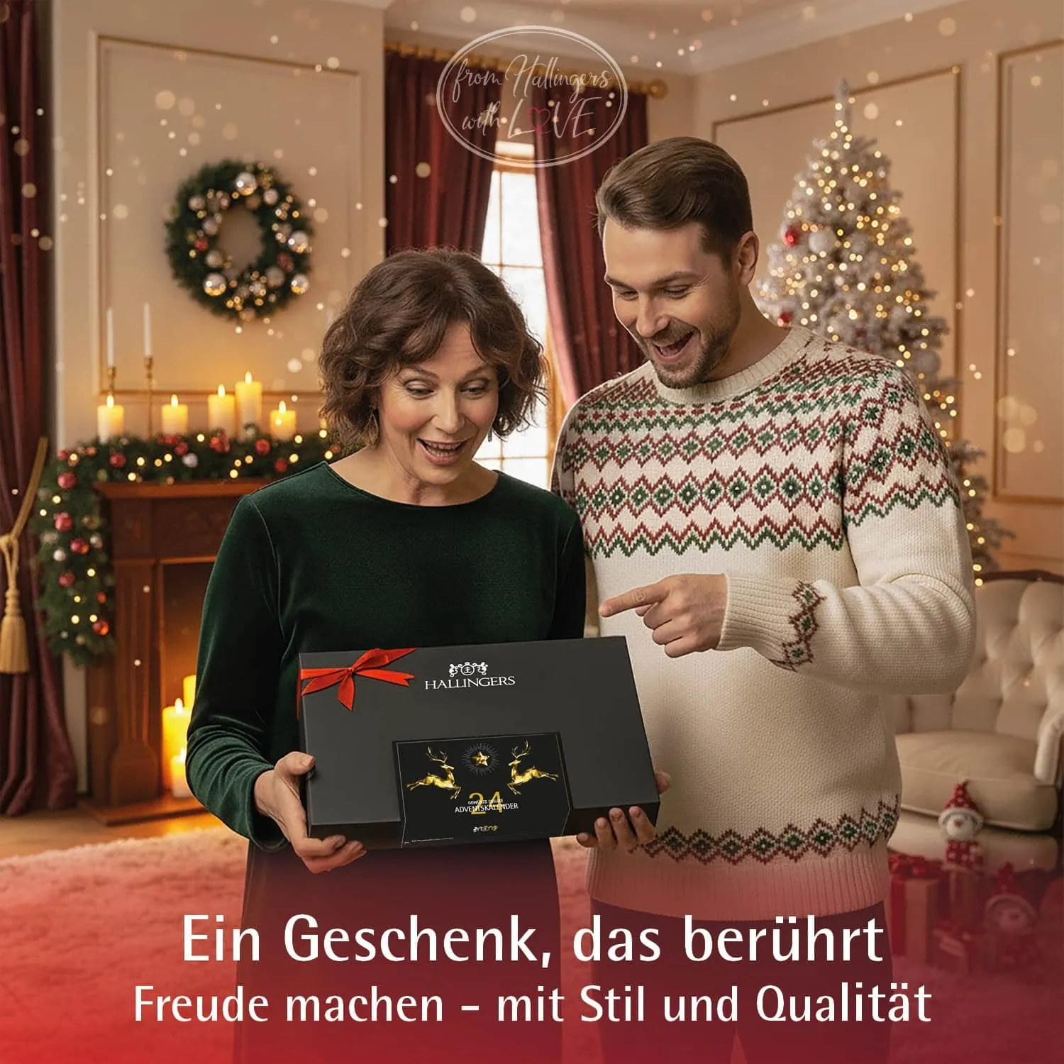 Adventskalender Goldene Elche - Gewürz, 24er Geschenkbox & Booklet