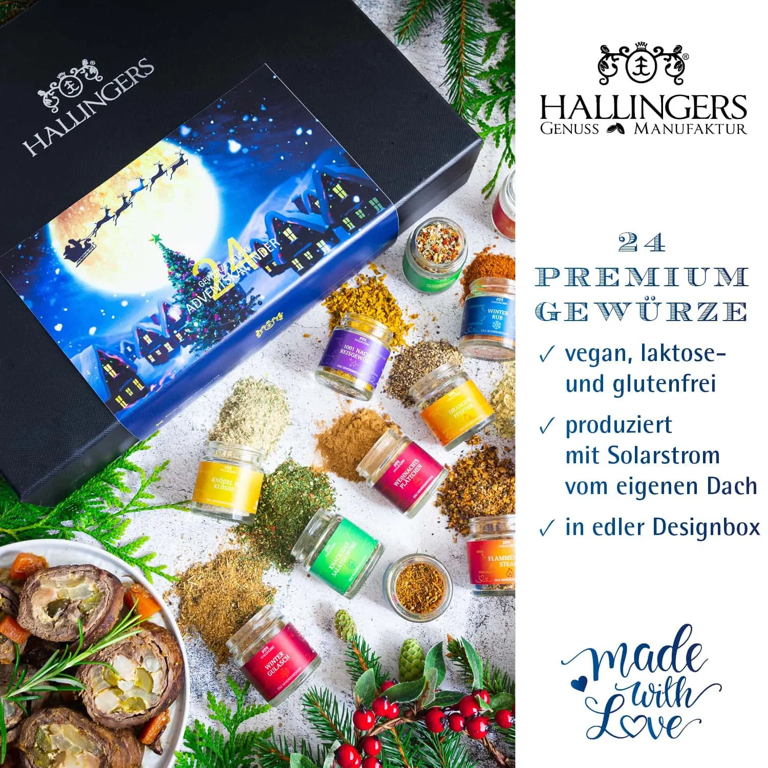 GEWÜRZ ADVENTSKALENDER - 24 Gewürze aus aller Welt als exklusive Gourmet-Selektion, stilvoll verpackt in einer edlen Box mit Rezept-Booklet. 24 besondere Genussmomente für Feinschmecker, Hobbyköche & die Adventszeit