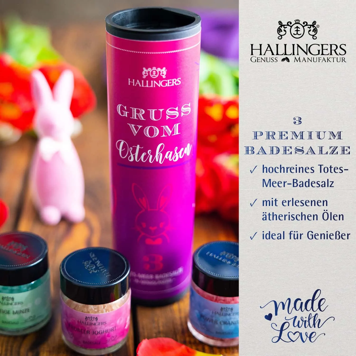BADESALZE SET IN DER GESCHENKDOSE - 3x Badezusatz mit Totes Meer Badesalz, Badekristallen & Fußbad für entspannende Spa- & Wohlfühlmomente, stilvoll verpackt in einer edlen Geschenkdose. Die besondere Geschenkidee für Wellness & Me-Time