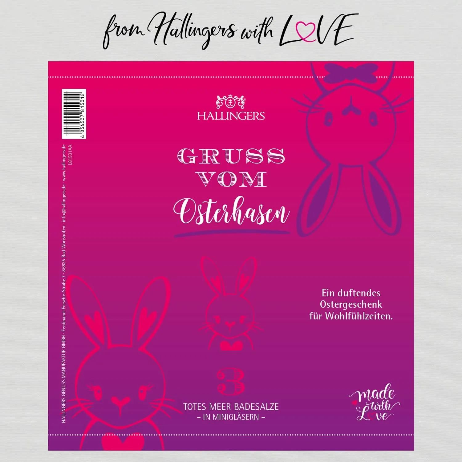Gruß vom Osterhasen - Badesalze-Set, 3x Badezusatz Totes Meer