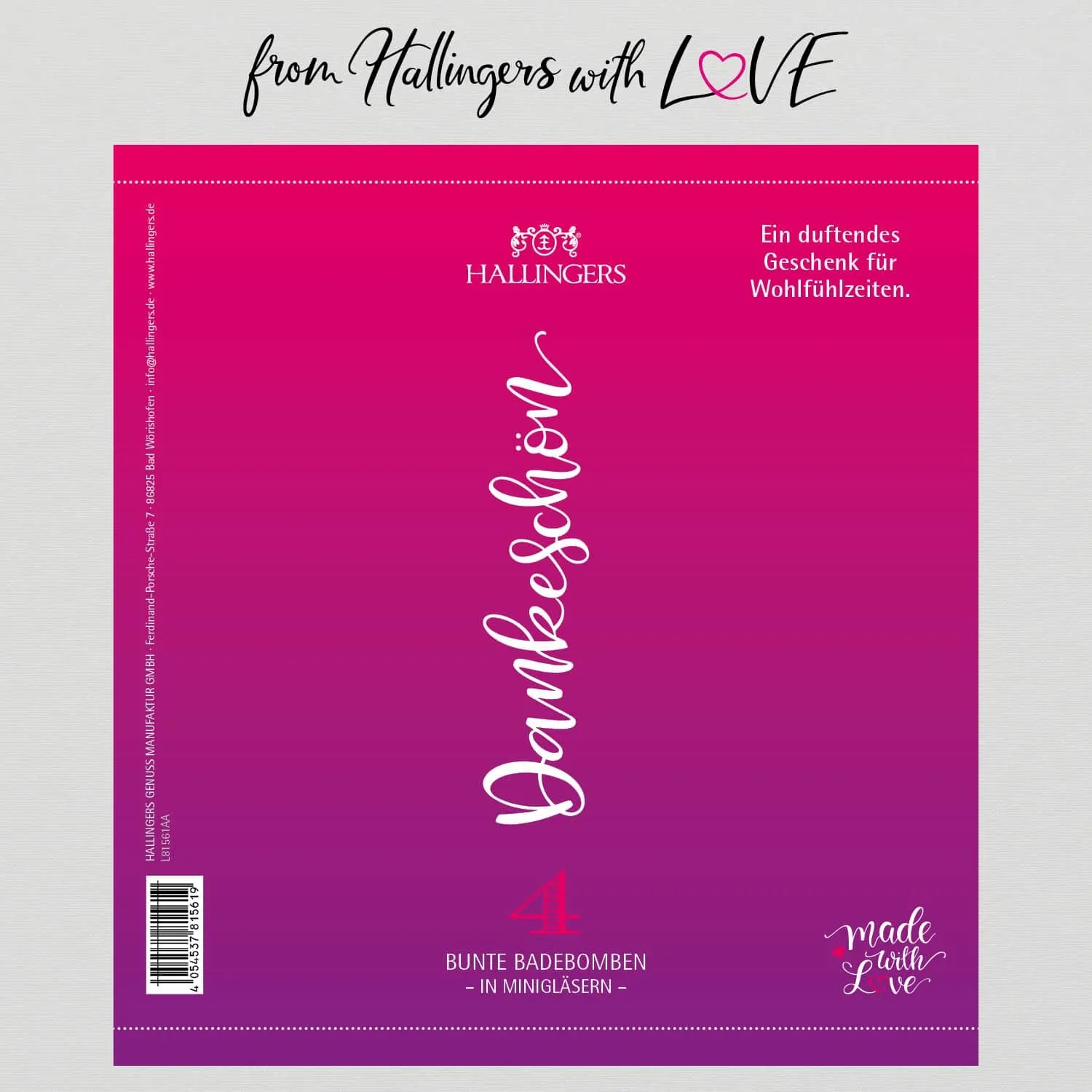 Dankeschön - Badebomben-Set, 4 Badekugeln Bath Bomb