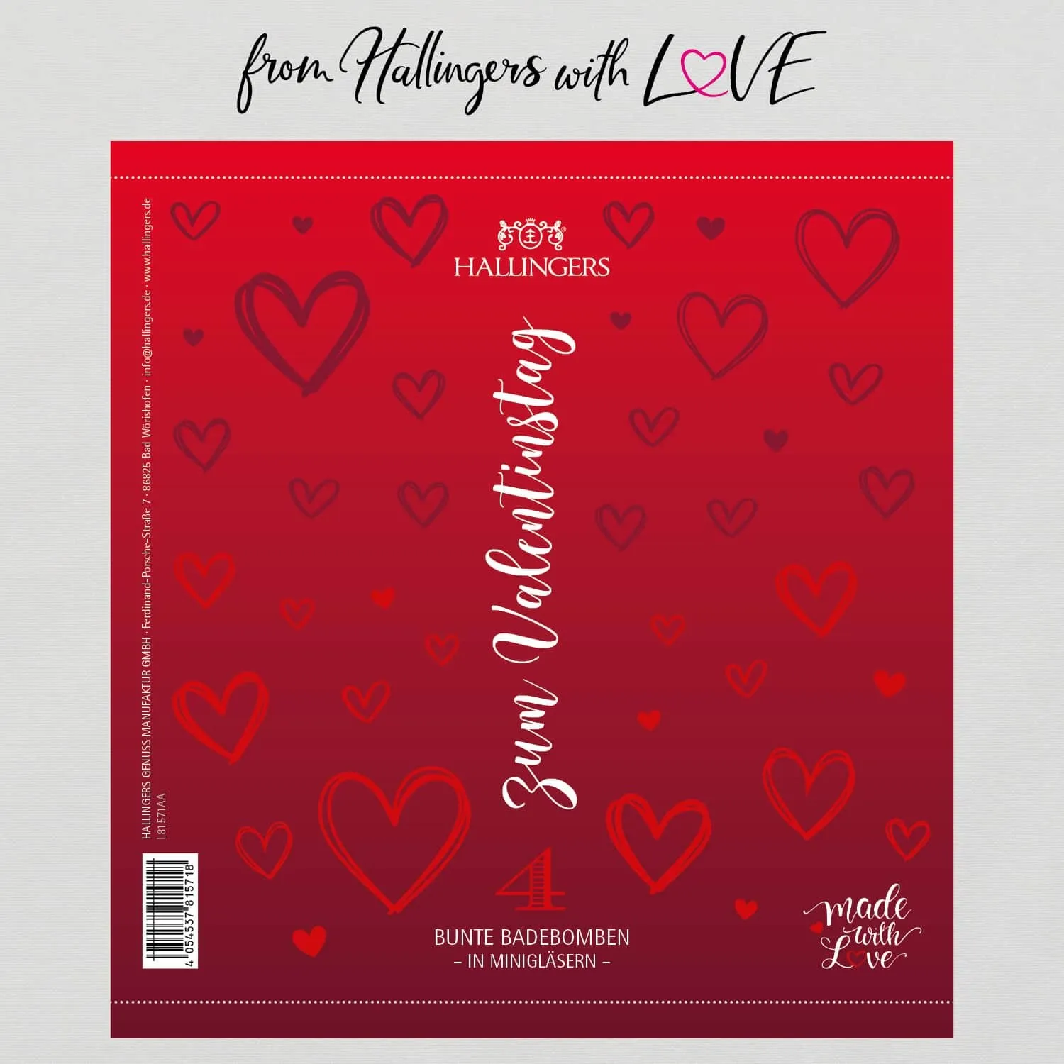Zum Valentinstag - Badebomben-Set, 4 Badekugeln Bath Bomb