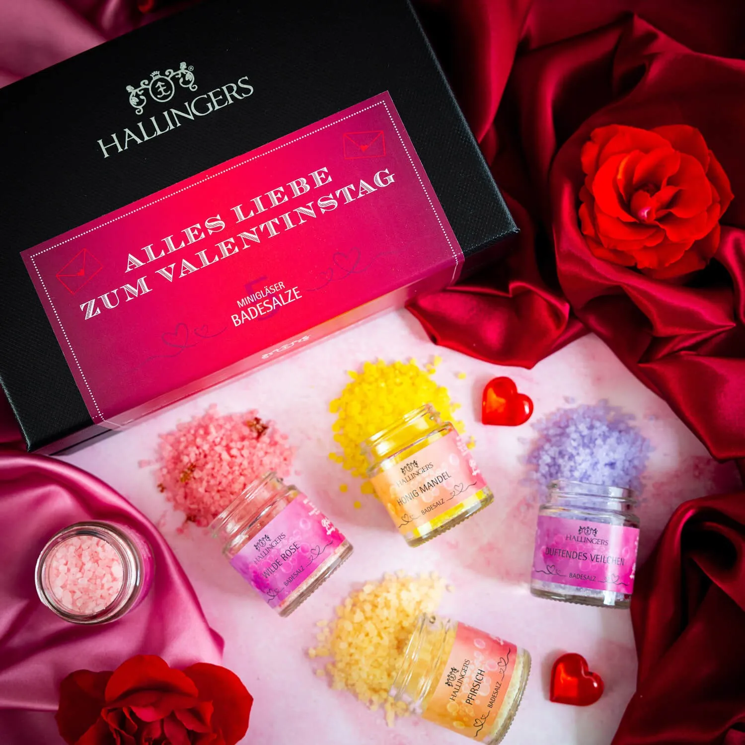 BADESALZE SET IN DER GESCHENKBOX - 5x Badezusatz mit Totes Meer Badesalz, Badekristallen & Fußbad für entspannende Spa- & Wohlfühlmomente, stilvoll verpackt in einer edlen Geschenkbox. Die besondere Geschenkidee für Wellness & Me-Time