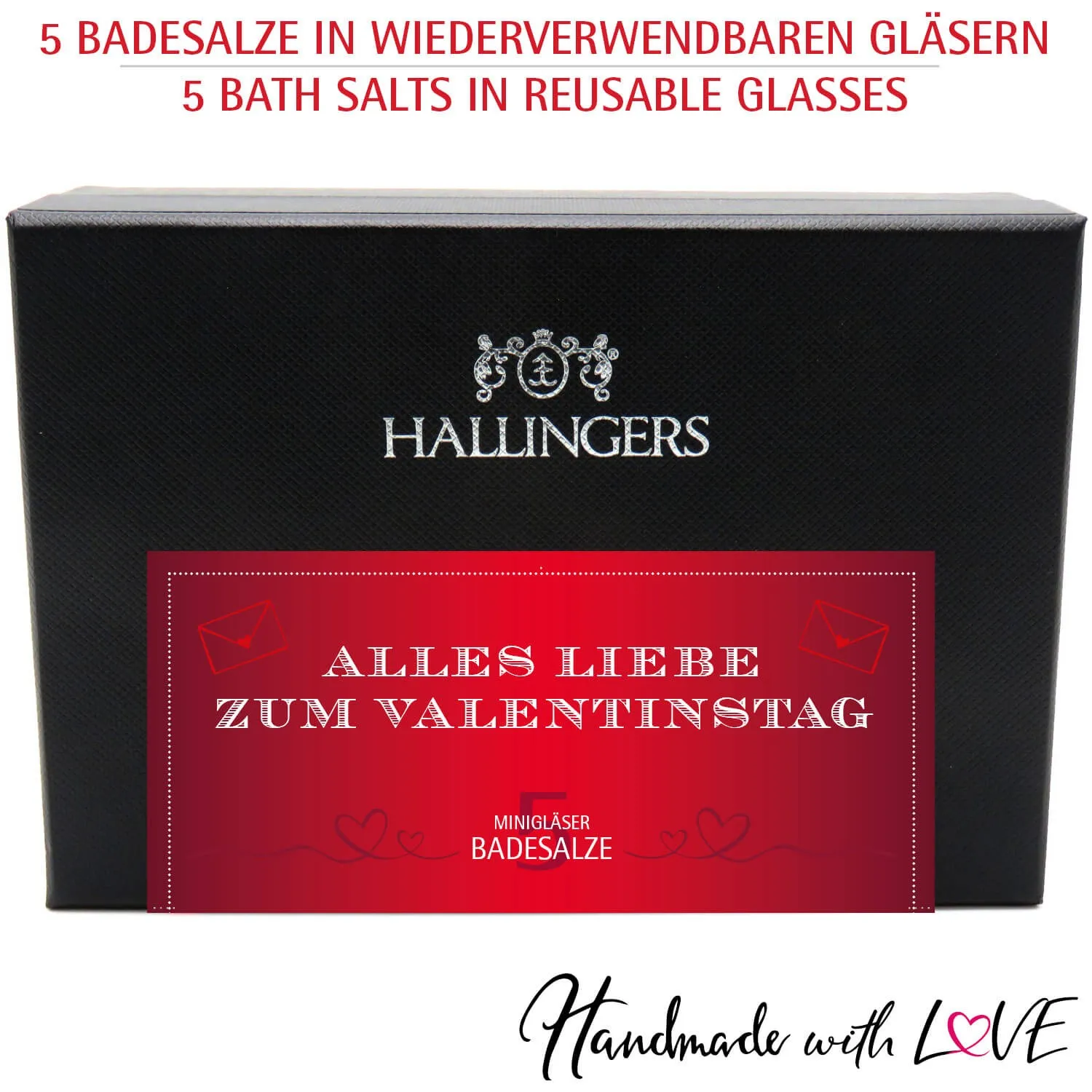 Alles Liebe zum Valentinstag - Badesalze-Set, 5x Badezusatz Totes Meer
