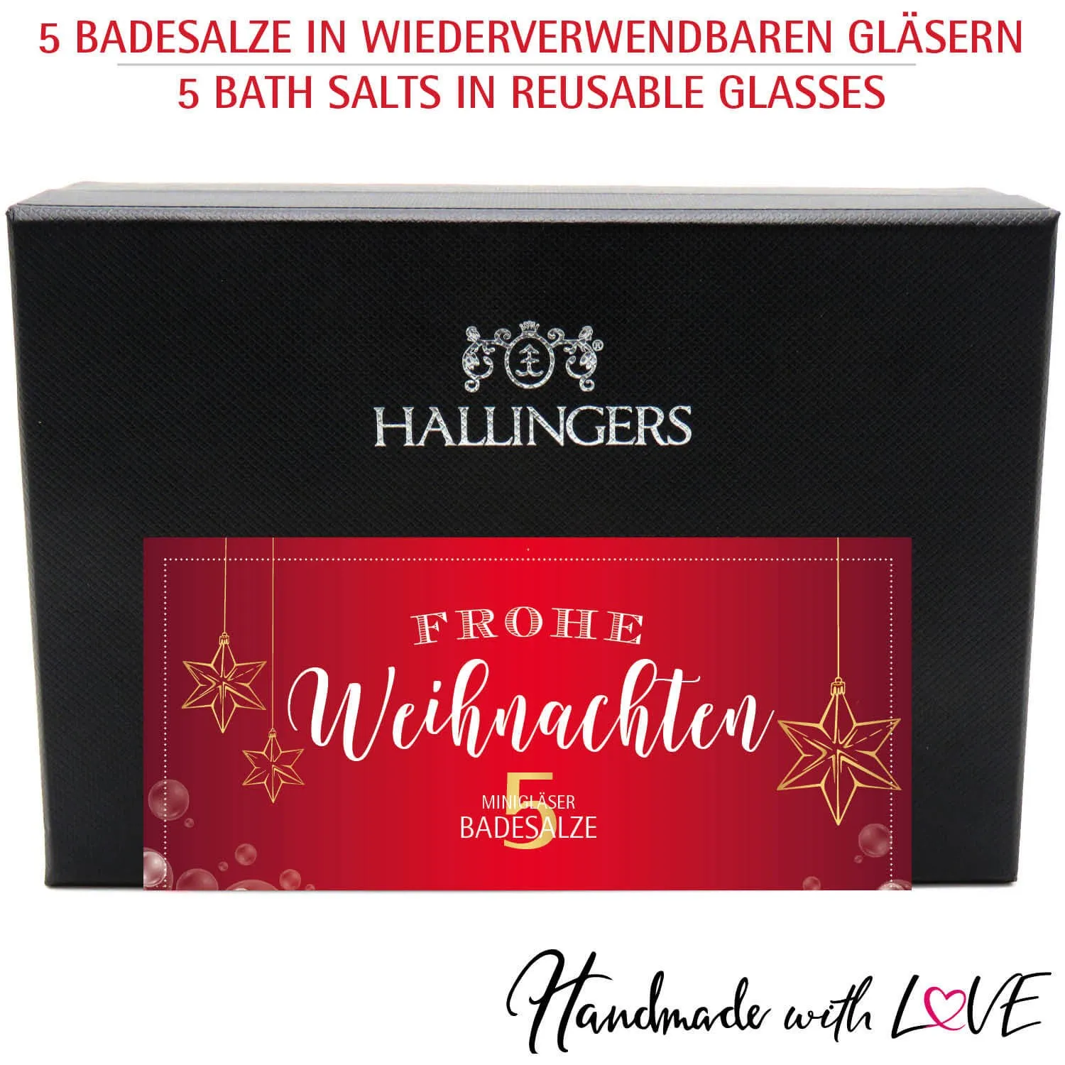 Frohe Weihnachten - Badesalze-Set, 5x Badezusatz Totes Meer
