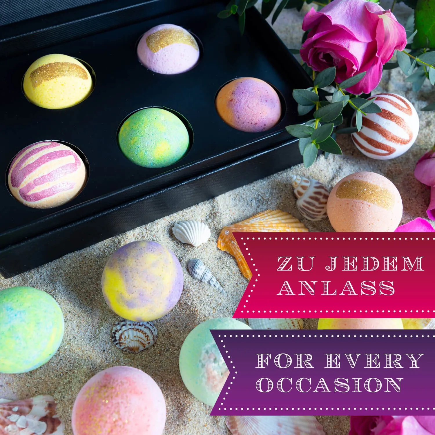 BESONDERS STATT GEWÖHNLICH - Edition \Luxury Bath Bombs - Pink\: Schluss mit Geschenksets, die nur durch ihre Verpackung beeindrucken - der Unterschied zeigt sich, wo jede Badebombe ein eigenes Spa-Erlebnis voller Duft & Entspannung schafft