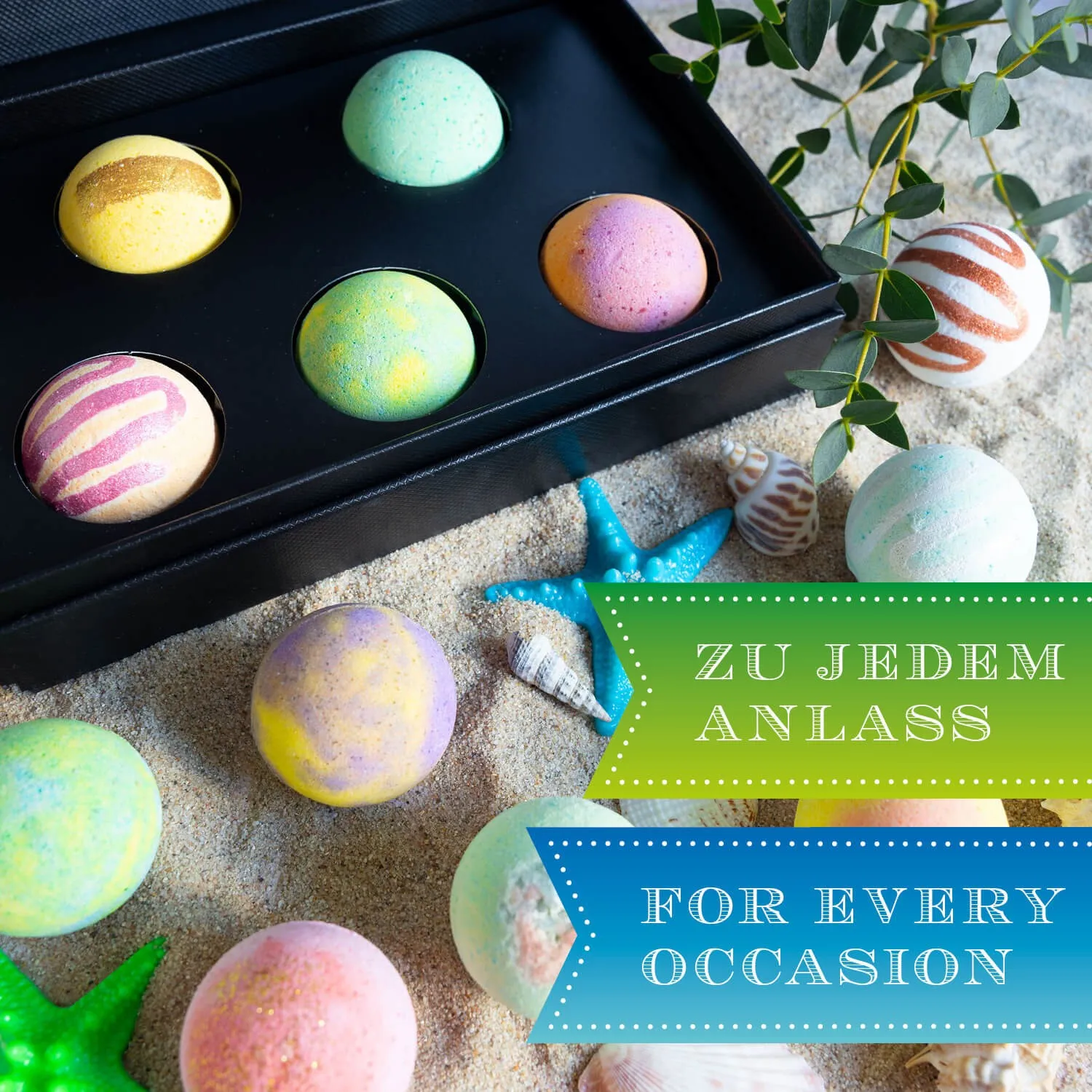 BESONDERS STATT GEWÖHNLICH - Edition \Luxury Bath Bombs - Green\: Schluss mit Geschenksets, die nur durch ihre Verpackung beeindrucken - der Unterschied zeigt sich, wo jede Badebombe ein eigenes Spa-Erlebnis voller Duft & Entspannung schafft