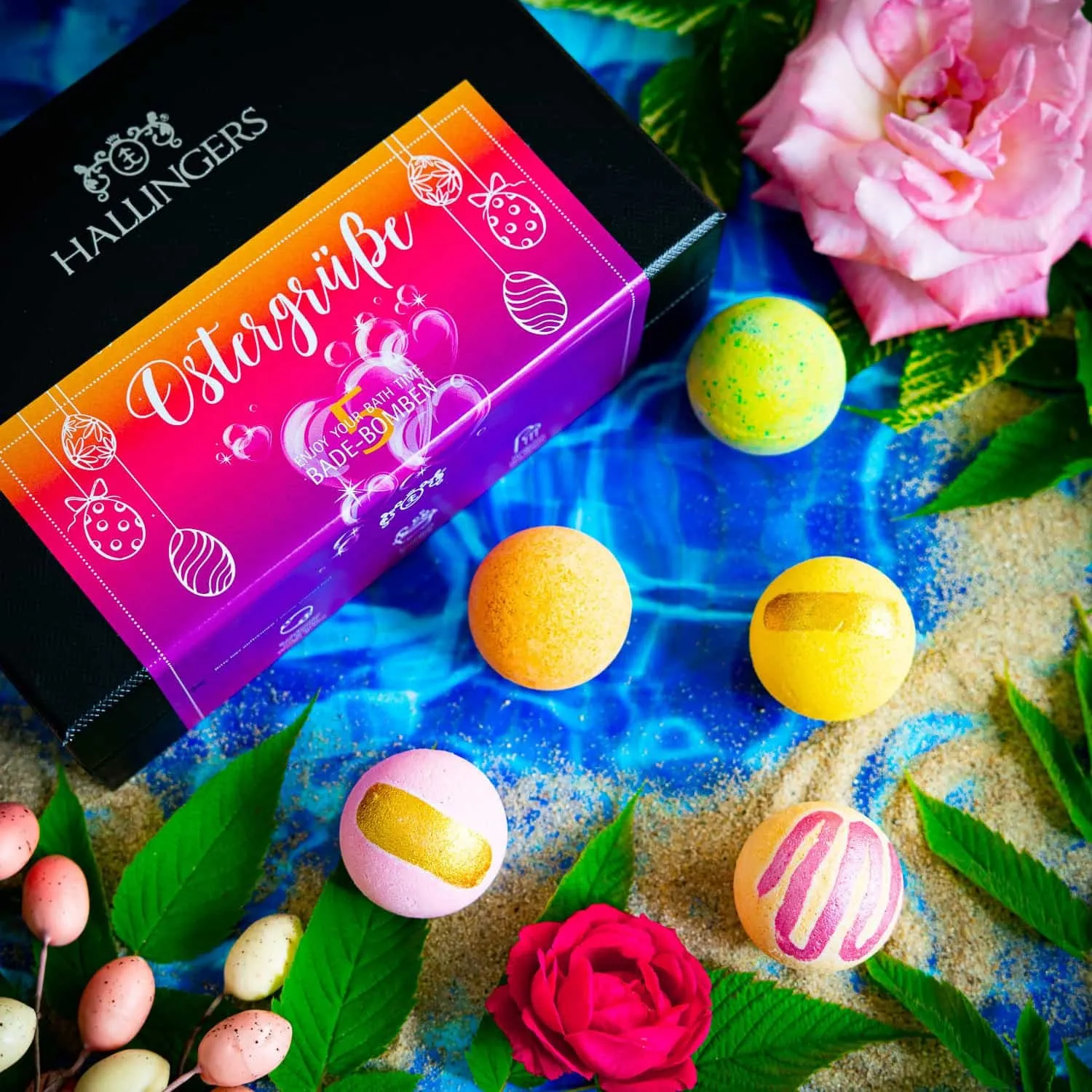 BADEBOMBEN SET IN DER GESCHENKBOX - 5x Badekugeln & Bath Bombs für entspannende Wellness-, Spa- & Wohlfühlmomente, stilvoll verpackt in einer edlen Geschenkbox. Die besondere Geschenkidee für Frauen, Entspannung & Me-Time