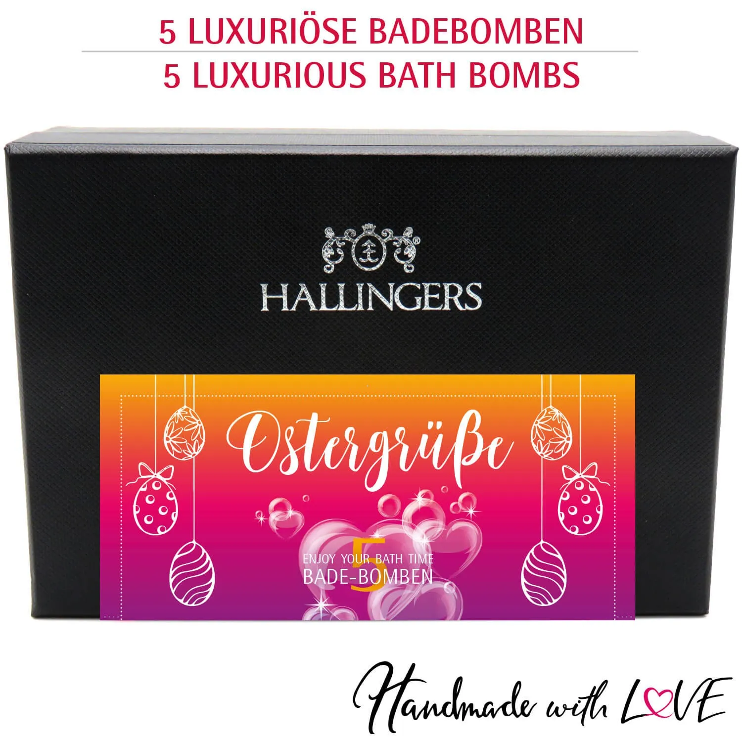 Ostergrüße - Pink - Badebomben-Set, 5 Badekugeln Bath Bomb