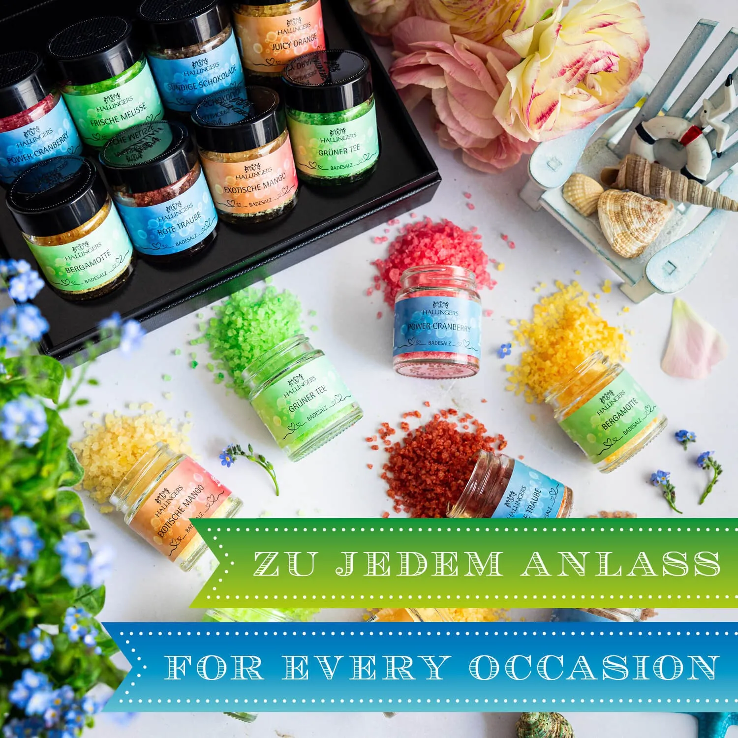 BESONDERS STATT GEWÖHNLICH - Edition \Badesalz Klassiker - Blue\: Vergiss beliebige Badesalz-Sets voller austauschbarer Düfte - echte Wohlfühlmomente entstehen, wo jede Mischung durch Charakter, Qualität und besondere Duftwelten überzeugt