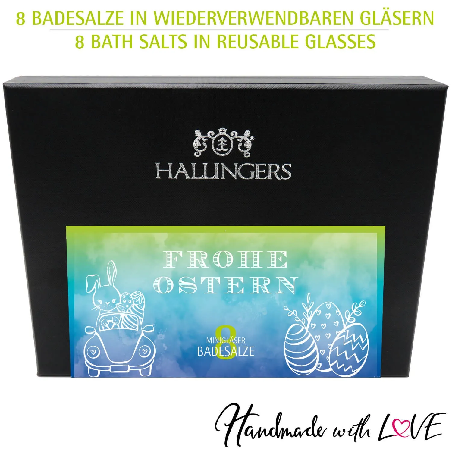 Frohe Ostern - Blue - Badesalze-Set, 8x Badezusatz Totes Meer