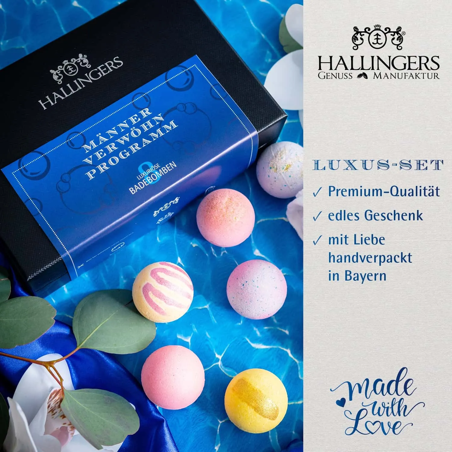 BADEBOMBEN SET IN DER GESCHENKBOX - 8x Badekugeln & Bath Bombs für entspannende Wellness-, Spa- & Wohlfühlmomente, stilvoll verpackt in einer edlen Geschenkbox. Die besondere Geschenkidee für Frauen, Entspannung & Me-Time