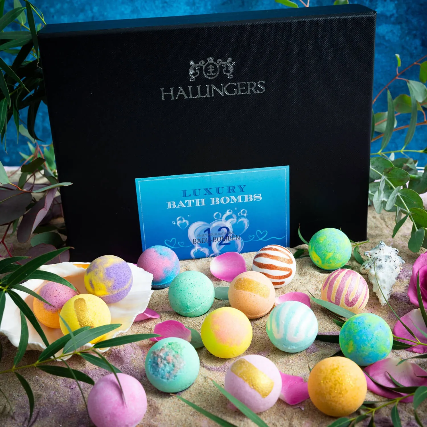 BADEBOMBEN SET IN DER GESCHENKBOX - 12x Badekugeln & Bath Bombs für entspannende Wellness-, Spa- & Wohlfühlmomente, stilvoll verpackt in einer edlen Geschenkbox. Die besondere Geschenkidee für Frauen, Entspannung & Me-Time