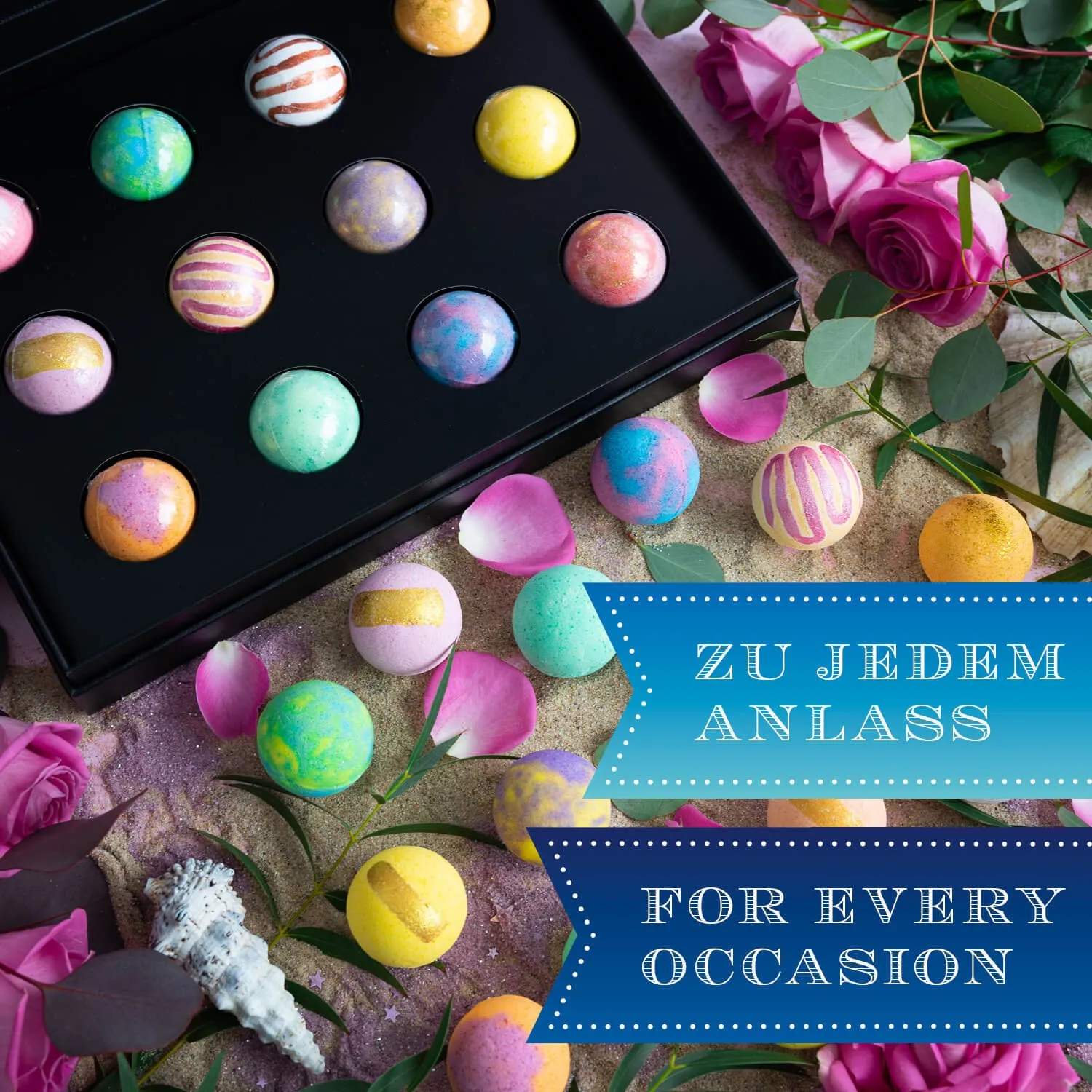 BESONDERS STATT GEWÖHNLICH - Edition \Luxury Bath Bombs - Blue\: Schluss mit Geschenksets, die nur durch ihre Verpackung beeindrucken - der Unterschied zeigt sich, wo jede Badebombe ein eigenes Spa-Erlebnis voller Duft & Entspannung schafft