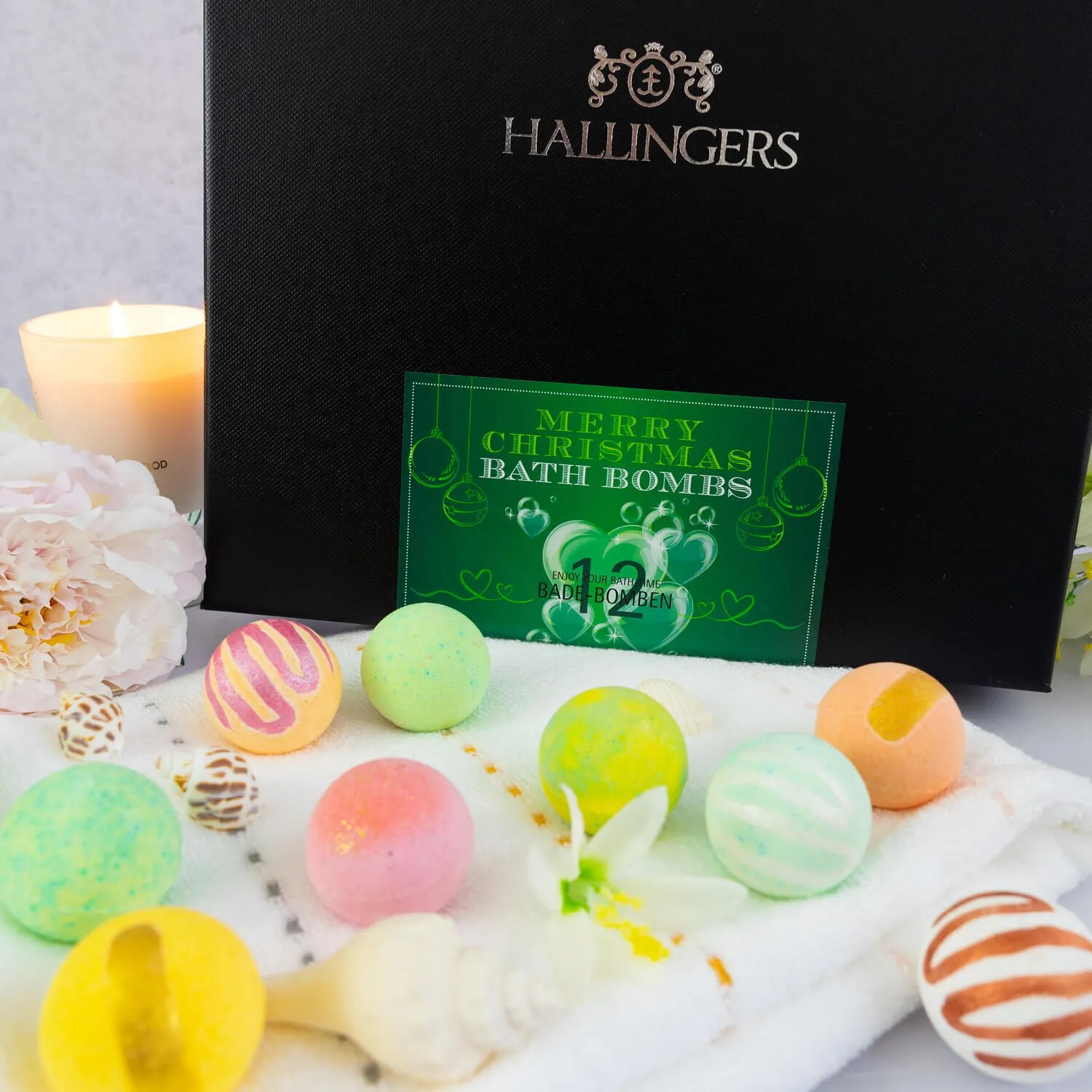 BADEBOMBEN SET IN DER GESCHENKBOX - 12x Badekugeln & Bath Bombs für entspannende Wellness-, Spa- & Wohlfühlmomente, stilvoll verpackt in einer edlen Geschenkbox. Die besondere Geschenkidee für Frauen, Entspannung & Me-Time