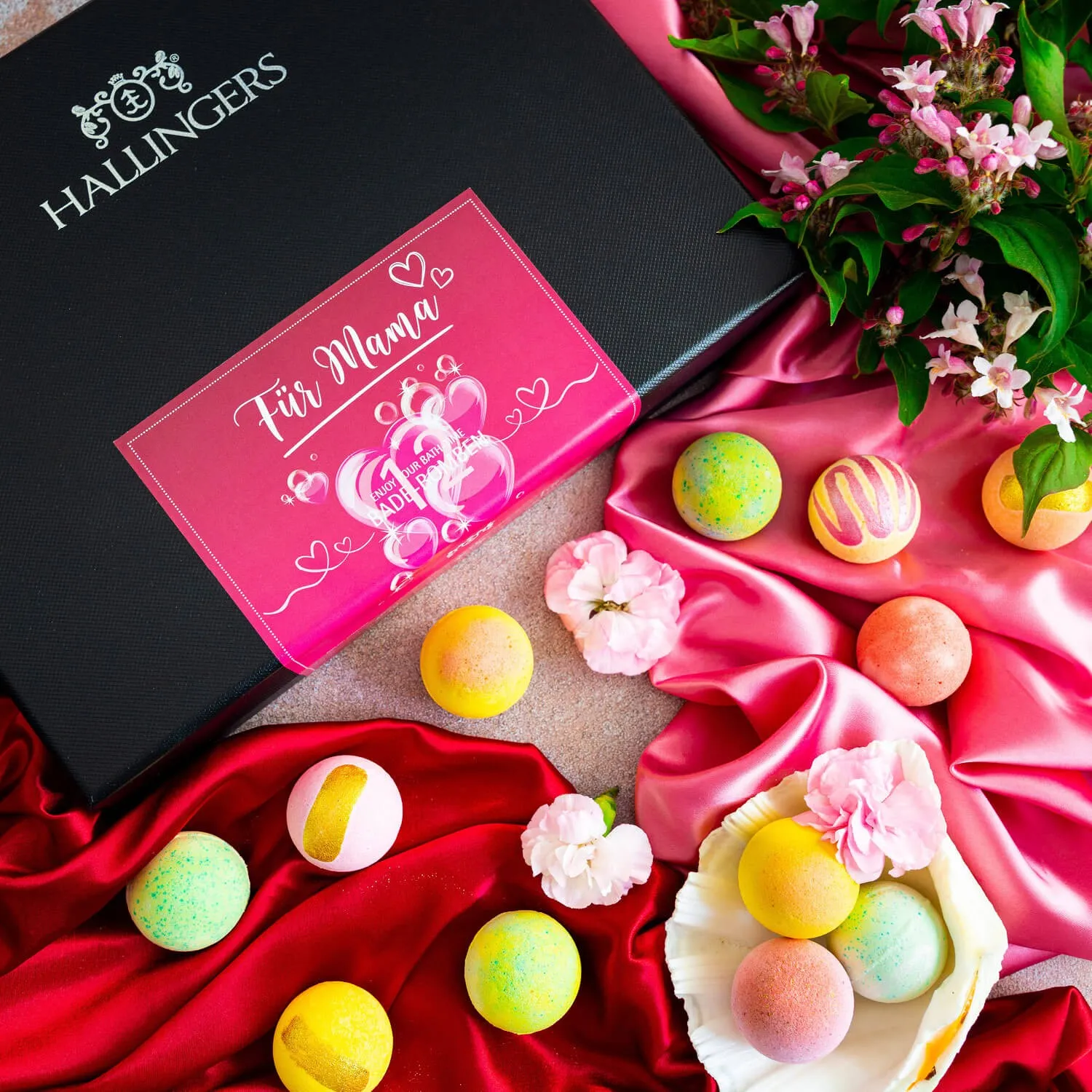 BADEBOMBEN SET IN DER GESCHENKBOX - 12x Badekugeln & Bath Bombs für entspannende Wellness-, Spa- & Wohlfühlmomente, stilvoll verpackt in einer edlen Geschenkbox. Die besondere Geschenkidee für Frauen, Entspannung & Me-Time