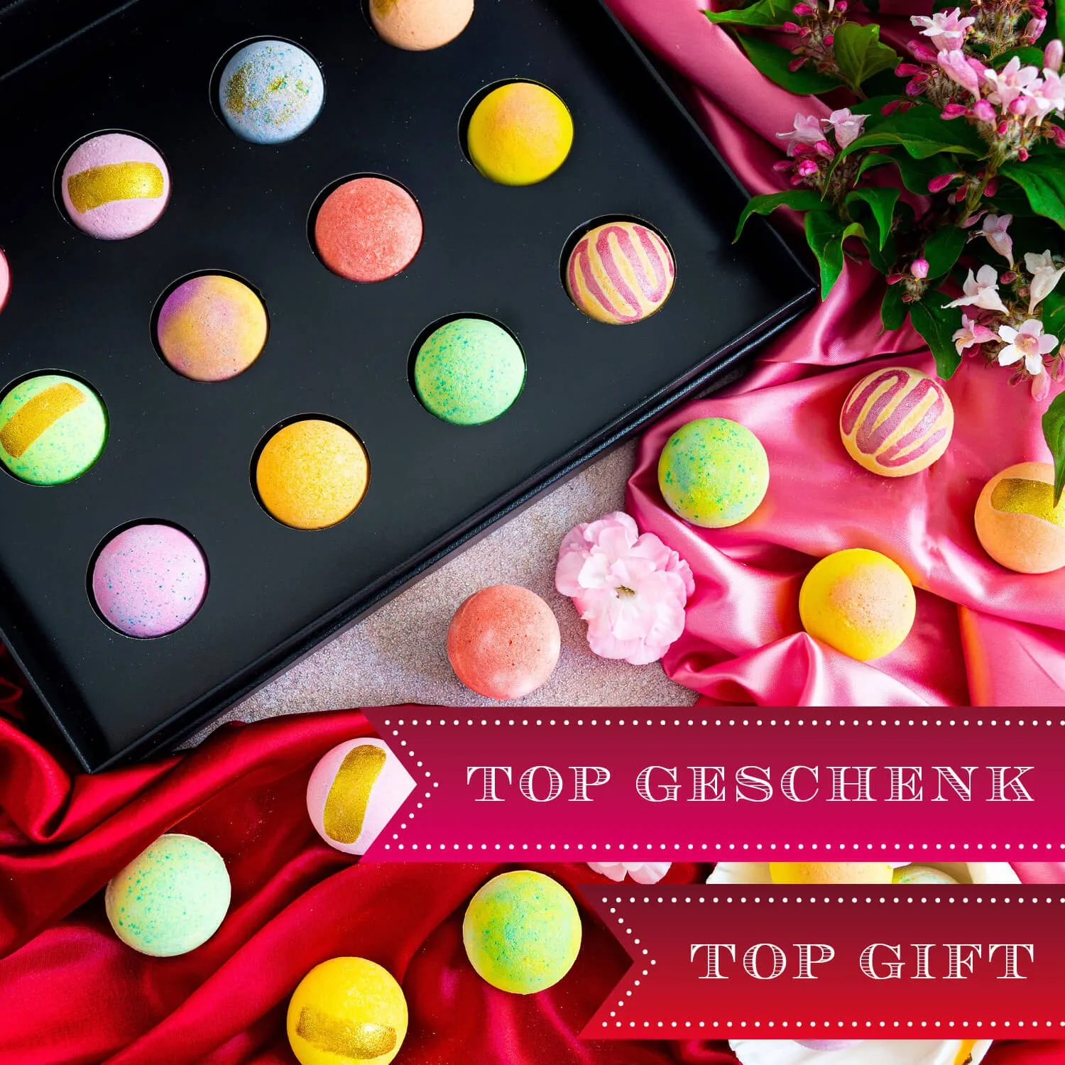 BESONDERS STATT GEWÖHNLICH - Edition \Zum Muttertag\: Schluss mit Geschenksets, die nur durch ihre Verpackung beeindrucken - der Unterschied zeigt sich, wo jede Badebombe ein eigenes Spa-Erlebnis voller Duft & Entspannung schafft