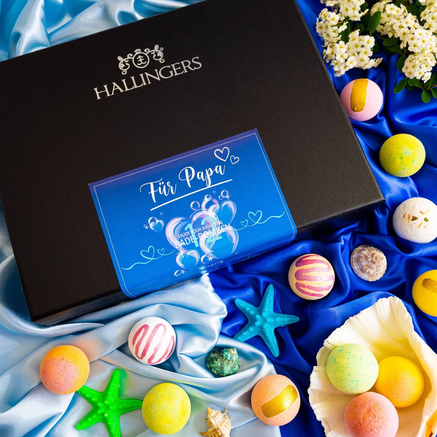 BADEBOMBEN SET IN DER GESCHENKBOX - 12x Badekugeln & Bath Bombs für entspannende Wellness-, Spa- & Wohlfühlmomente, stilvoll verpackt in einer edlen Geschenkbox. Die besondere Geschenkidee für Frauen, Entspannung & Me-Time