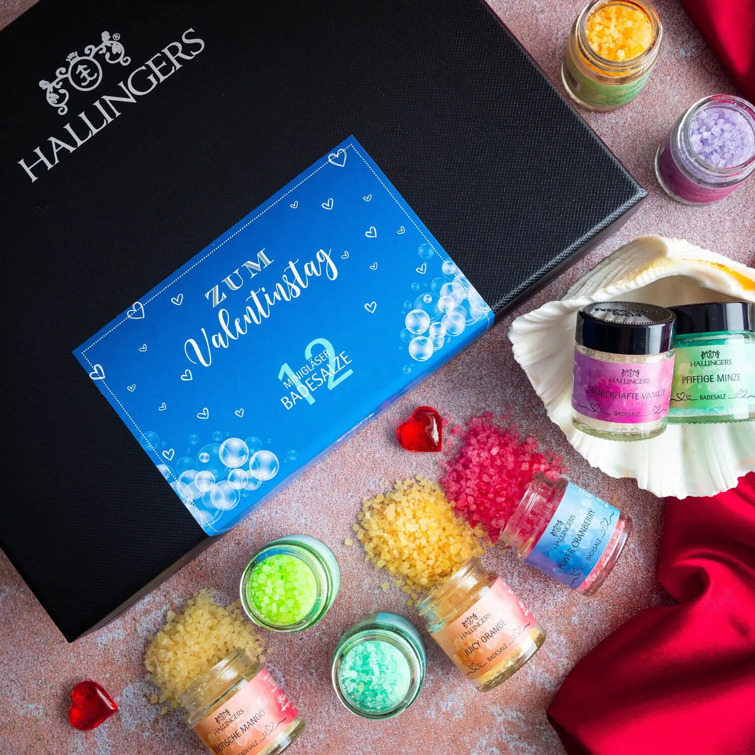 BADESALZE SET IN DER GESCHENKBOX - 12x Badezusatz mit Totes Meer Badesalz, Badekristallen & Fußbad für entspannende Spa- & Wohlfühlmomente, stilvoll verpackt in einer edlen Geschenkbox. Die besondere Geschenkidee für Wellness & Me-Time