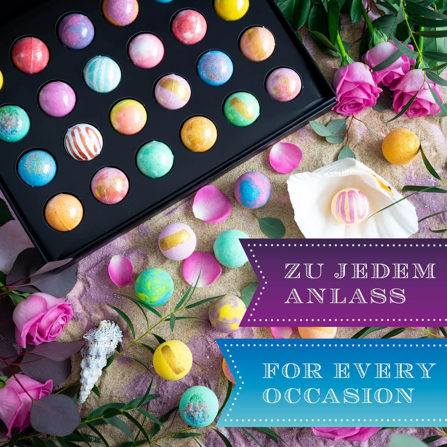 BESONDERS STATT GEWÖHNLICH - Edition \Luxury Bath Bombs - Purple\: Schluss mit Geschenksets, die nur durch ihre Verpackung beeindrucken - der Unterschied zeigt sich, wo jede Badebombe ein eigenes Spa-Erlebnis voller Duft & Entspannung schafft