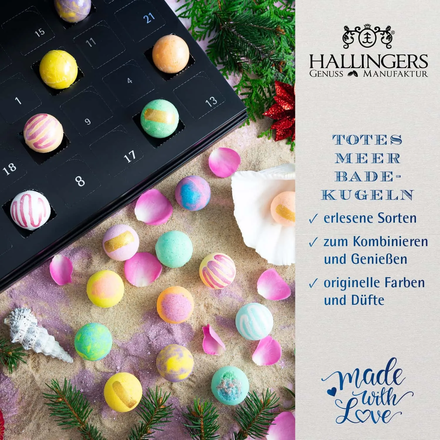 BESONDERS STATT GEWÖHNLICH - Edition \Luxury Bath Bombs Adventskalen...\: Schluss mit Geschenksets, die nur durch ihre Verpackung beeindrucken - der Unterschied zeigt sich, wo jede Badebombe ein eigenes Spa-Erlebnis voller Duft & Entspannung schafft