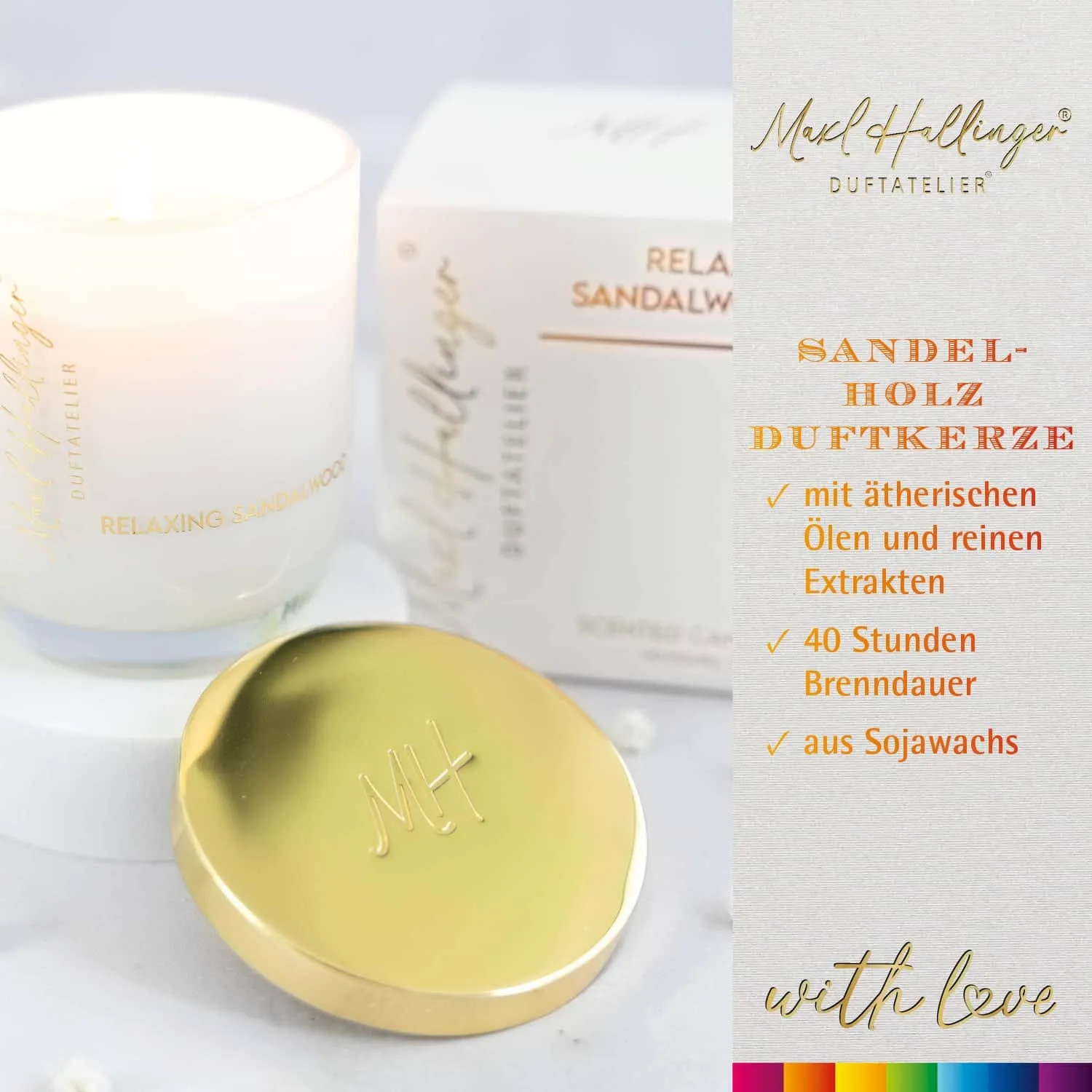 DUFTKERZE IN DER GESCHENKBOX - 40h Raumduft Sojawachs-Kerze im Glas aus der Maxl Hallinger Edition für entspannende Wohlfühlmomente & stilvolle Atmosphäre. Die besondere Geschenkidee für Wellness, Entspannung & Me-Time