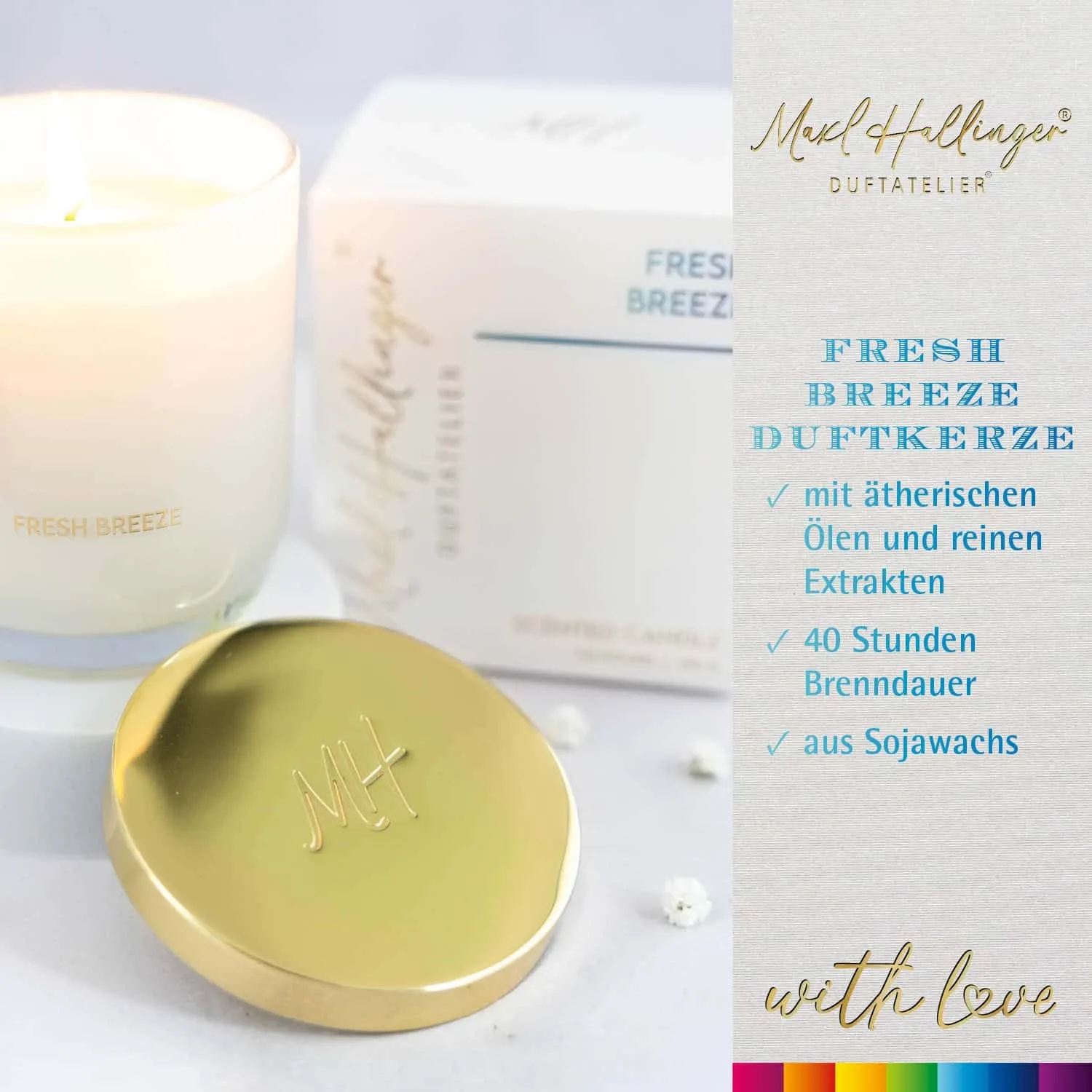 DUFTKERZE IN DER GESCHENKBOX - 40h Raumduft Sojawachs-Kerze im Glas aus der Maxl Hallinger Edition für entspannende Wohlfühlmomente & stilvolle Atmosphäre. Die besondere Geschenkidee für Wellness, Entspannung & Me-Time