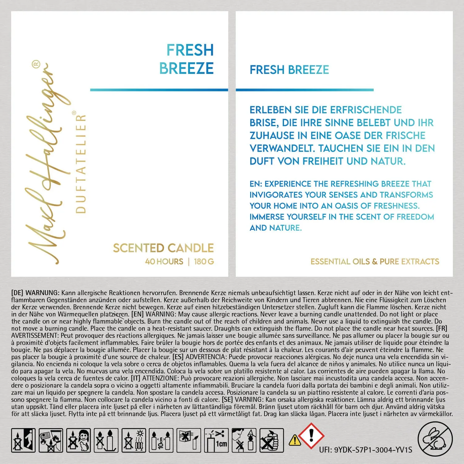 Fresh Breeze (Fresh Breeze) - Duftkerze, 40h Raumduft Sojawachs