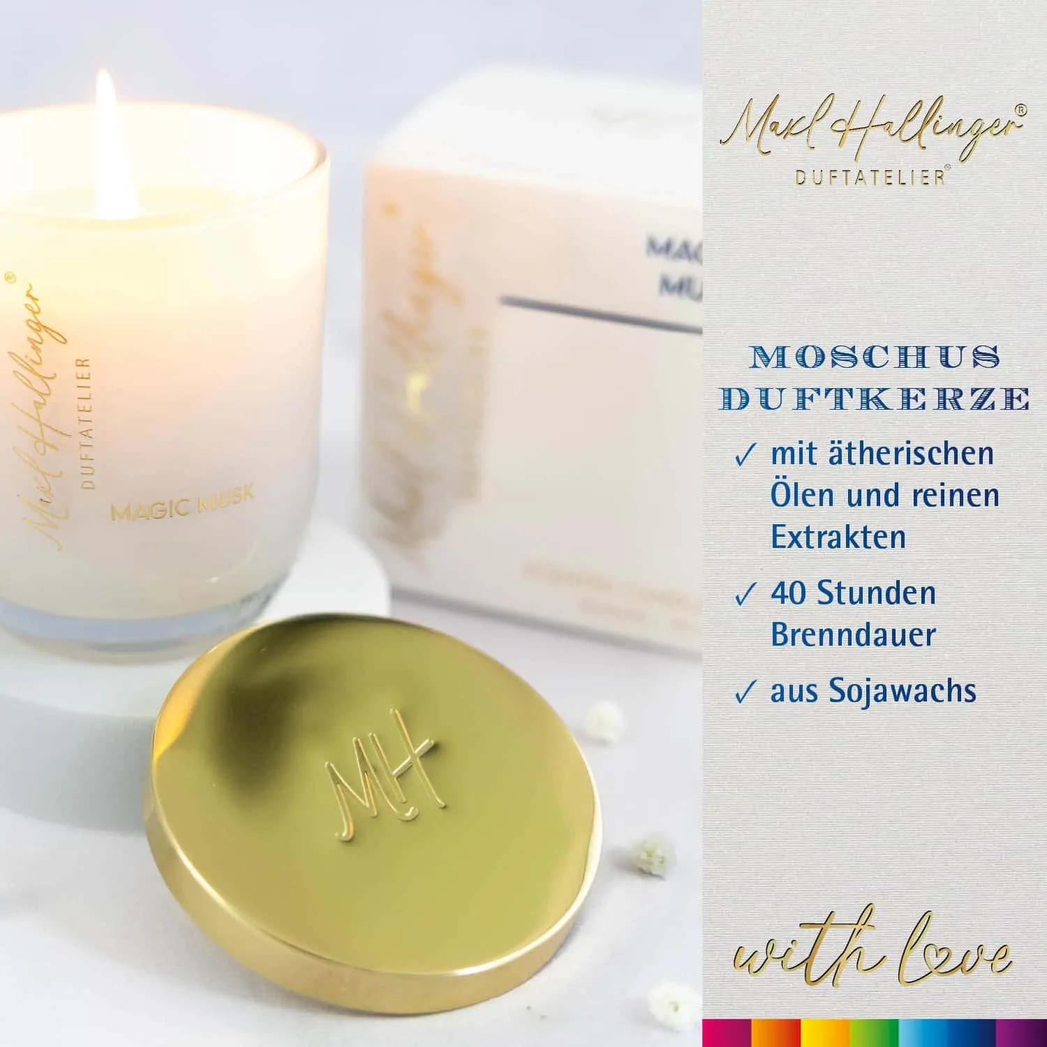 DUFTKERZE IN DER GESCHENKBOX - 40h Raumduft Sojawachs-Kerze im Glas aus der Maxl Hallinger Edition für entspannende Wohlfühlmomente & stilvolle Atmosphäre. Die besondere Geschenkidee für Wellness, Entspannung & Me-Time
