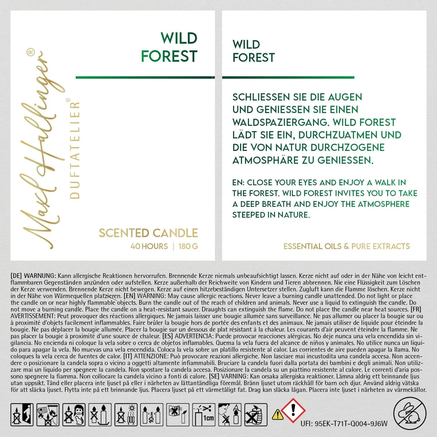 Wild Forest (Wild Forest) - Duftkerze, 40h Raumduft Sojawachs