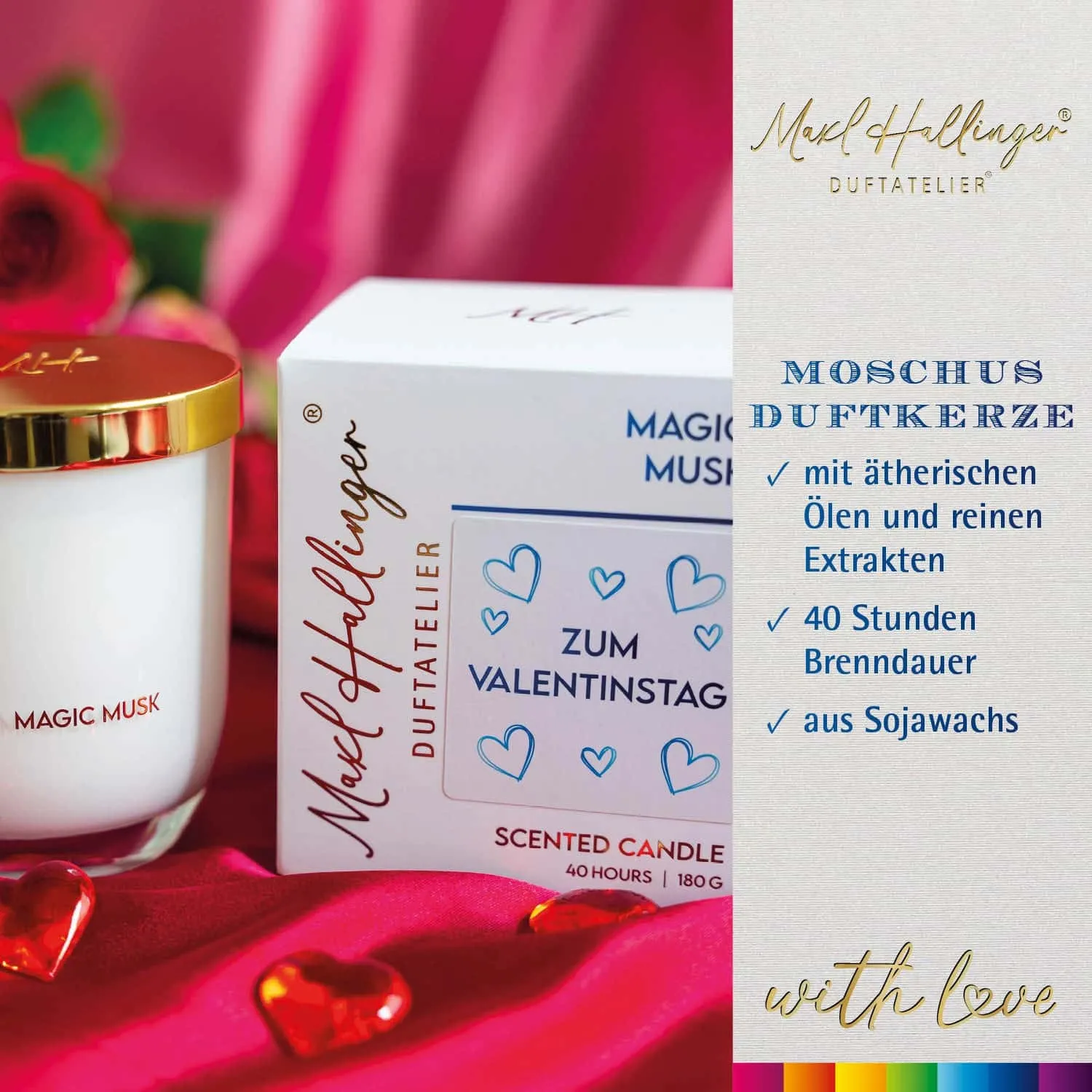 DUFTKERZE IN DER GESCHENKBOX - 40h Raumduft Sojawachs-Kerze im Glas aus der Maxl Hallinger Edition für entspannende Wohlfühlmomente & stilvolle Atmosphäre. Die besondere Geschenkidee für Wellness, Entspannung & Me-Time
