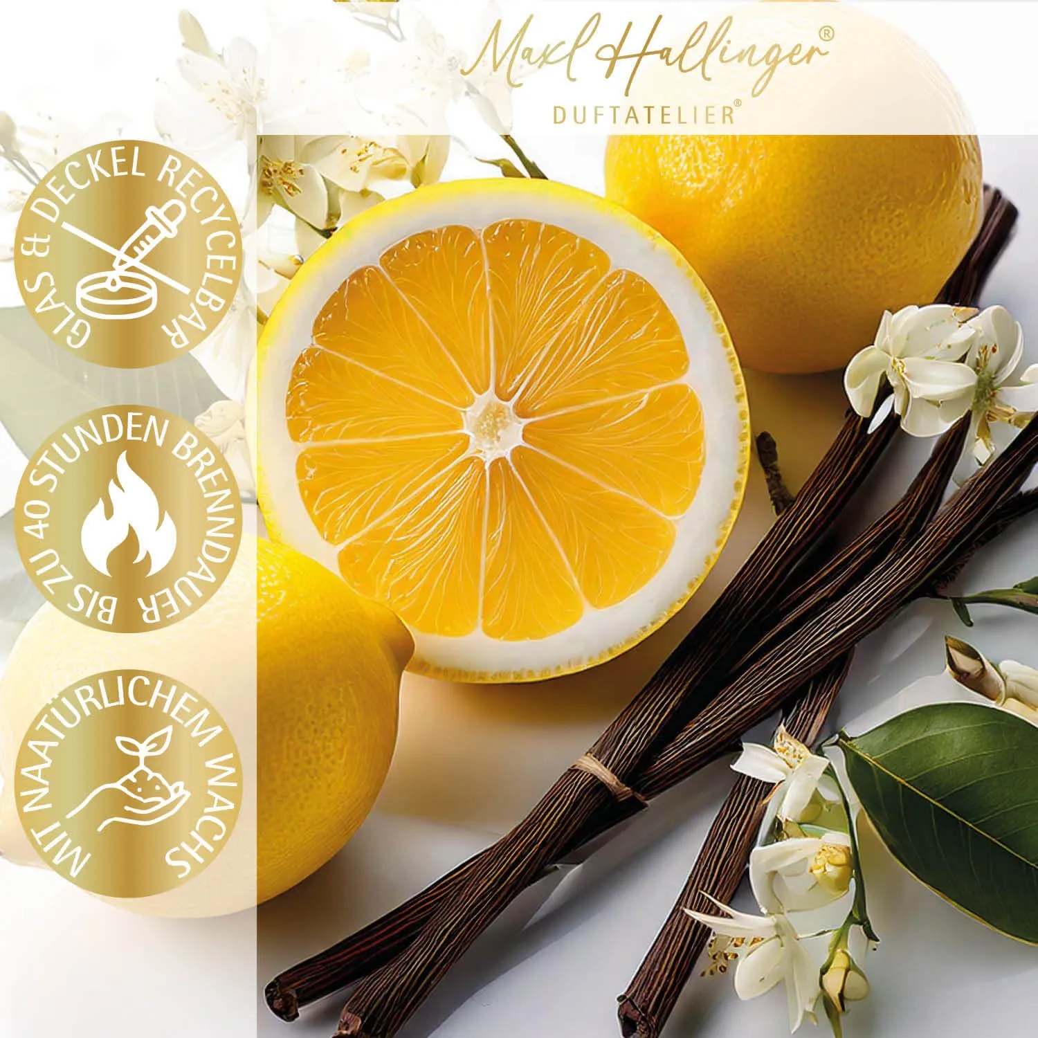 Happy Easter (Lemon-Vanille) - Duftkerze, 40h Raumduft Sojawachs