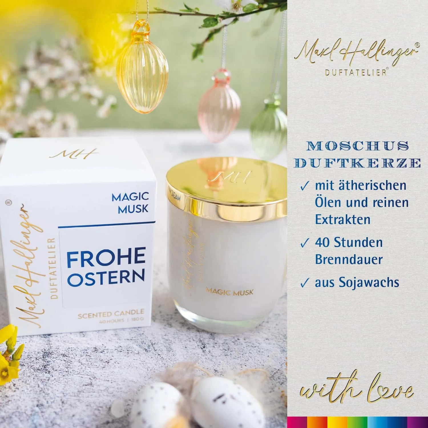 DUFTKERZE IN DER GESCHENKBOX - 40h Raumduft Sojawachs-Kerze im Glas aus der Maxl Hallinger Edition für entspannende Wohlfühlmomente & stilvolle Atmosphäre. Die besondere Geschenkidee für Wellness, Entspannung & Me-Time