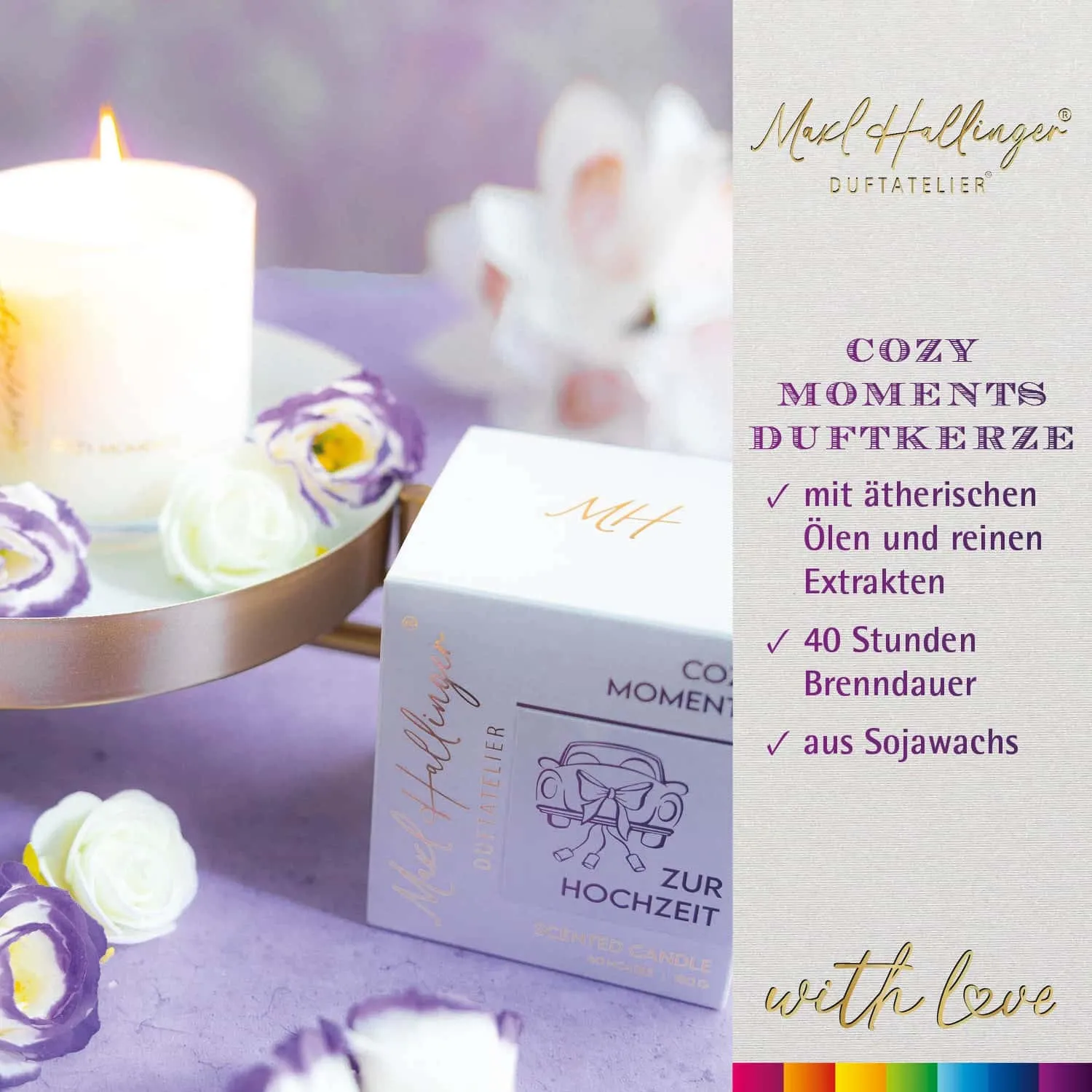 DUFTKERZE IN DER GESCHENKBOX - 40h Raumduft Sojawachs-Kerze im Glas aus der Maxl Hallinger Edition für entspannende Wohlfühlmomente & stilvolle Atmosphäre. Die besondere Geschenkidee für Wellness, Entspannung & Me-Time