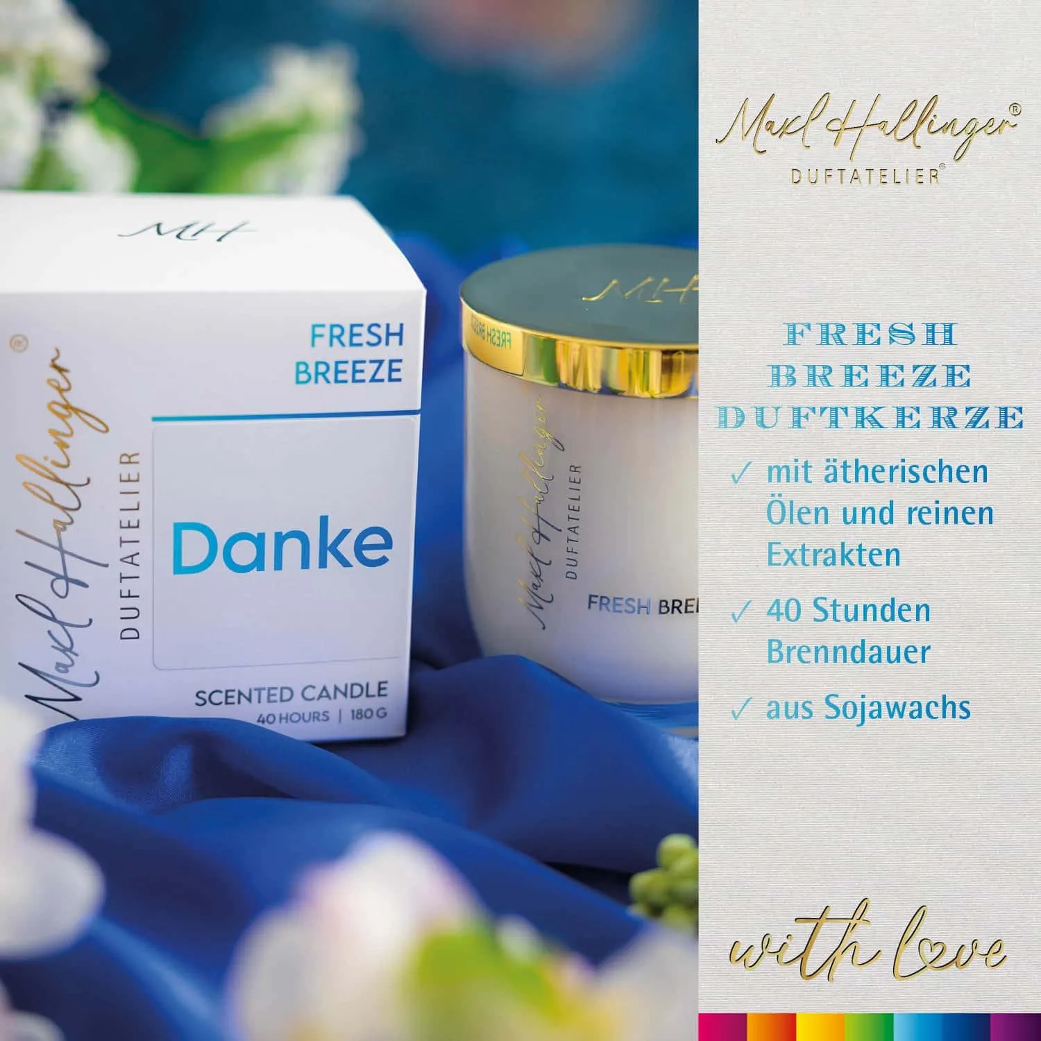 DUFTKERZE IN DER GESCHENKBOX - 40h Raumduft Sojawachs-Kerze im Glas aus der Maxl Hallinger Edition für entspannende Wohlfühlmomente & stilvolle Atmosphäre. Die besondere Geschenkidee für Wellness, Entspannung & Me-Time