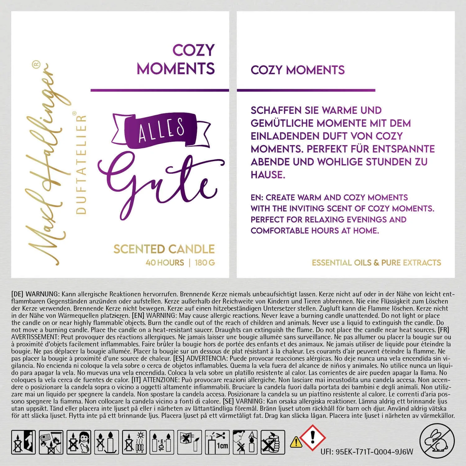 Alles Gute (Cozy Moments) - Duftkerze, 40h Raumduft Sojawachs