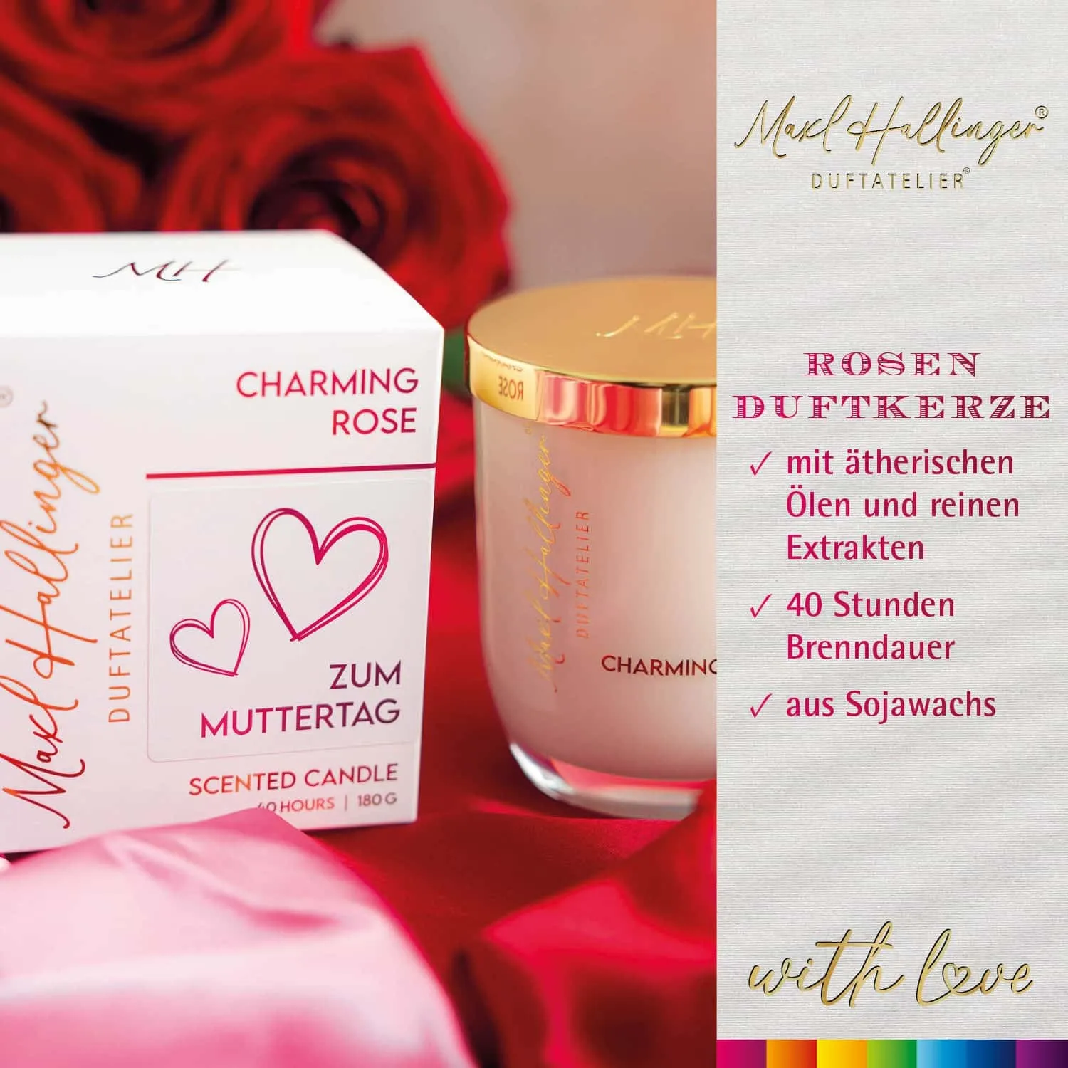 DUFTKERZE IN DER GESCHENKBOX - 40h Raumduft Sojawachs-Kerze im Glas aus der Maxl Hallinger Edition für entspannende Wohlfühlmomente & stilvolle Atmosphäre. Die besondere Geschenkidee für Wellness, Entspannung & Me-Time