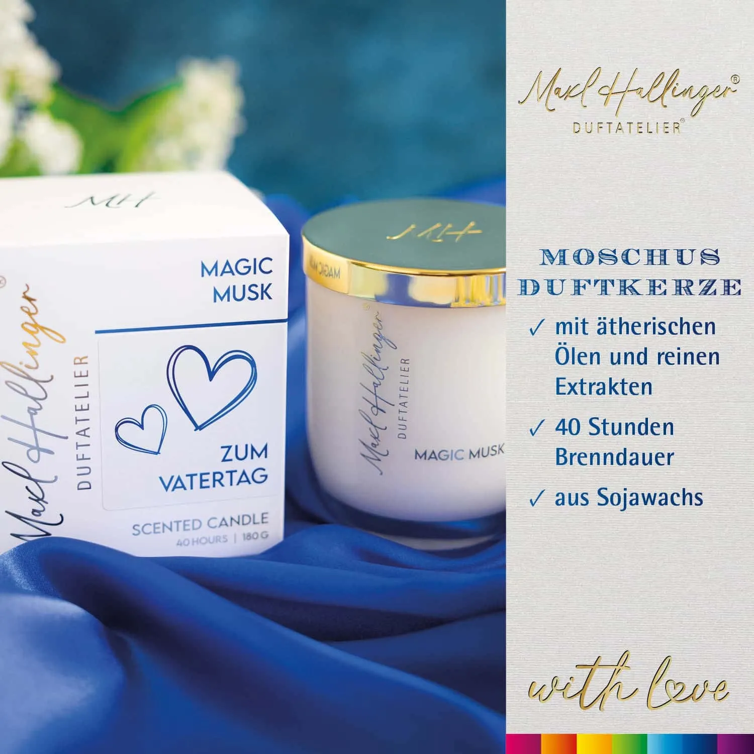 DUFTKERZE IN DER GESCHENKBOX - 40h Raumduft Sojawachs-Kerze im Glas aus der Maxl Hallinger Edition für entspannende Wohlfühlmomente & stilvolle Atmosphäre. Die besondere Geschenkidee für Wellness, Entspannung & Me-Time