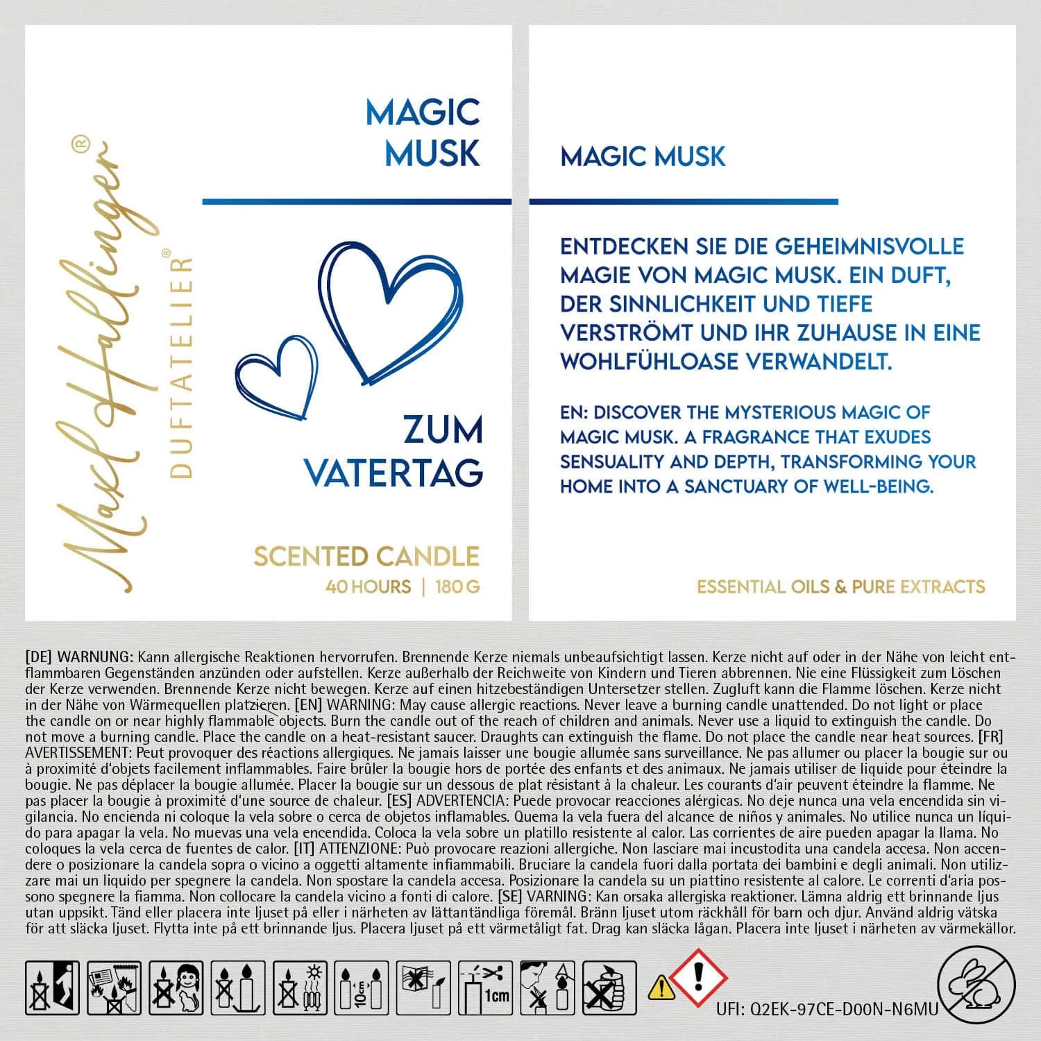 Zum Vatertag (Moschus) - Duftkerze, 40h Raumduft Sojawachs