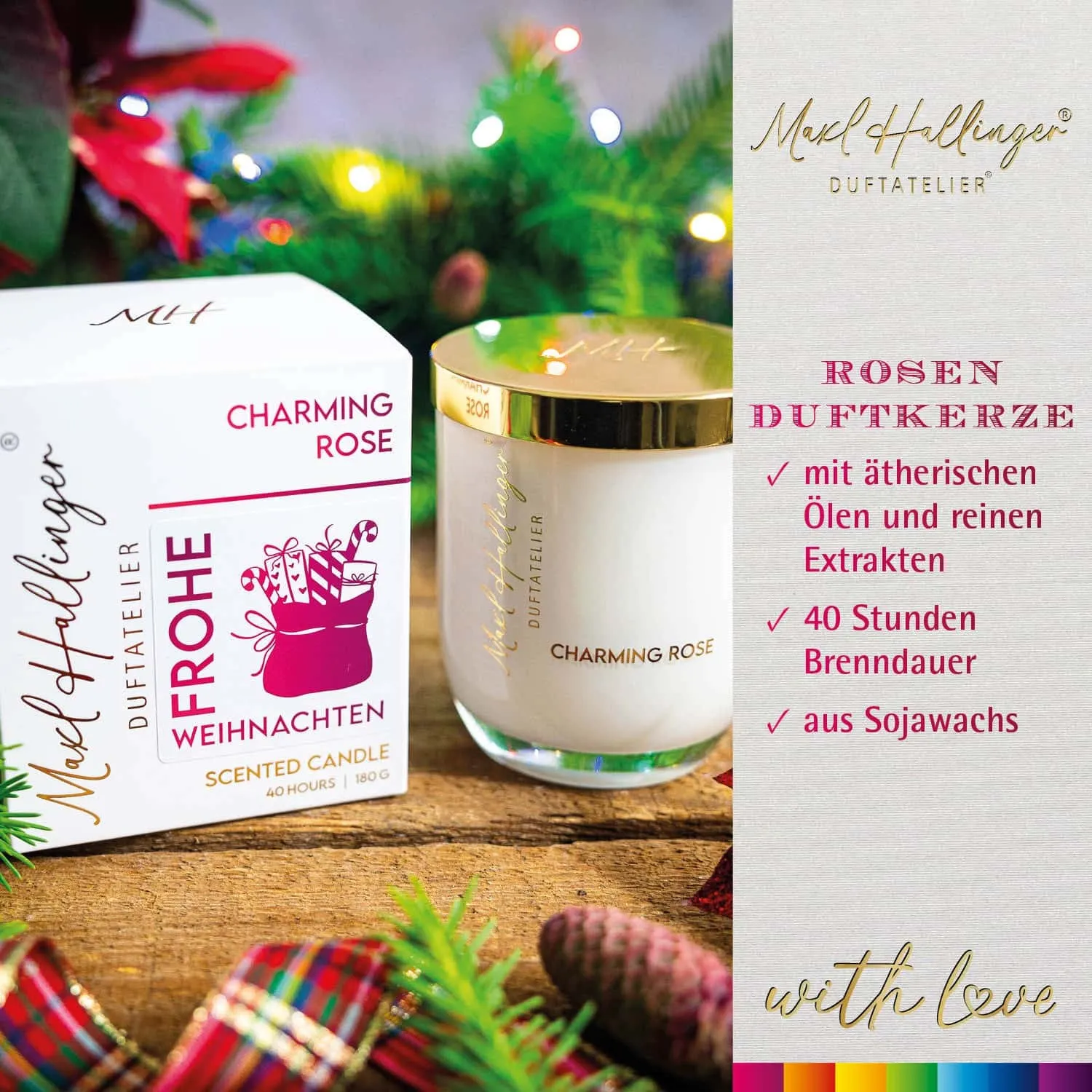 DUFTKERZE IN DER GESCHENKBOX - 40h Raumduft Sojawachs-Kerze im Glas aus der Maxl Hallinger Edition für entspannende Wohlfühlmomente & stilvolle Atmosphäre. Die besondere Geschenkidee für Wellness, Entspannung & Me-Time