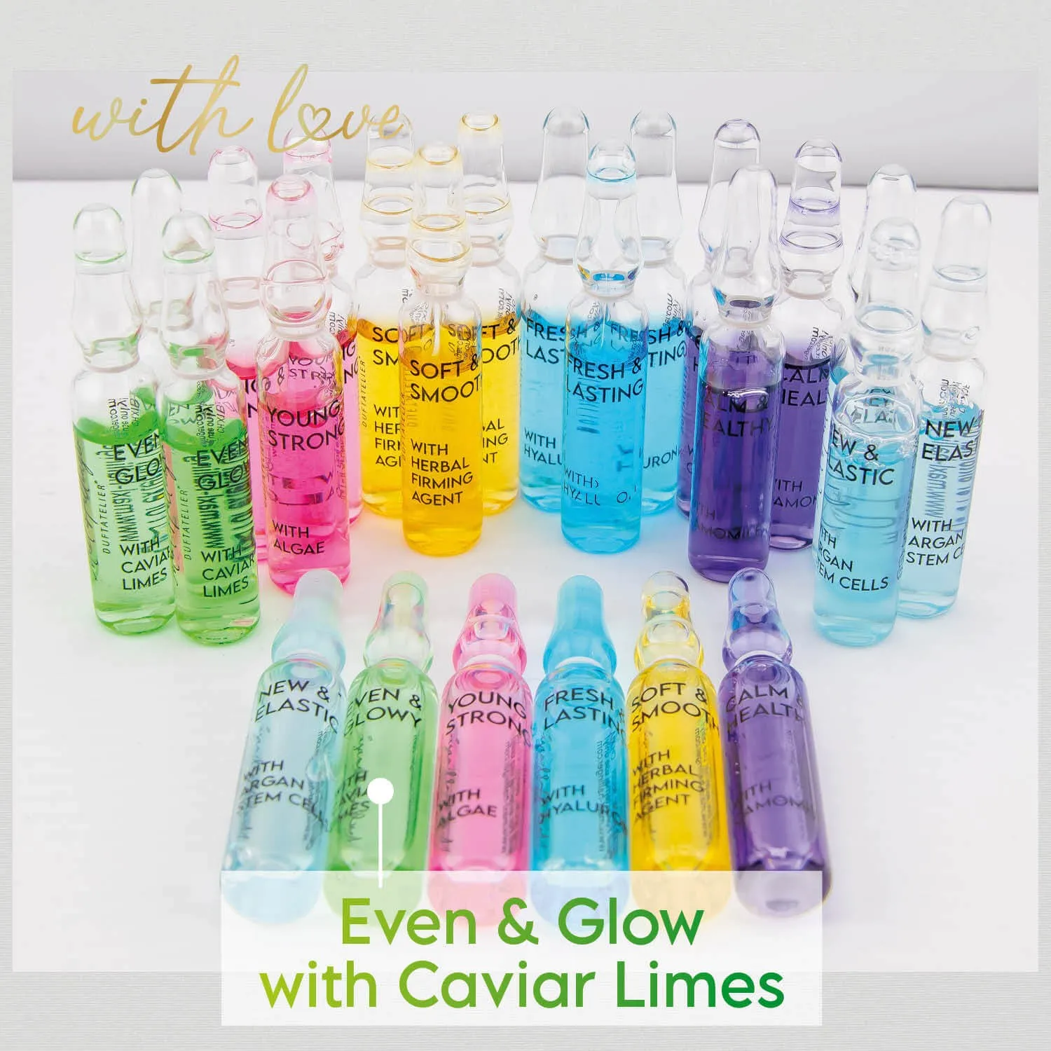 Even & Glow (Kaviar Limette) - Serum-Set, 7x vegane Gesichtspflege
