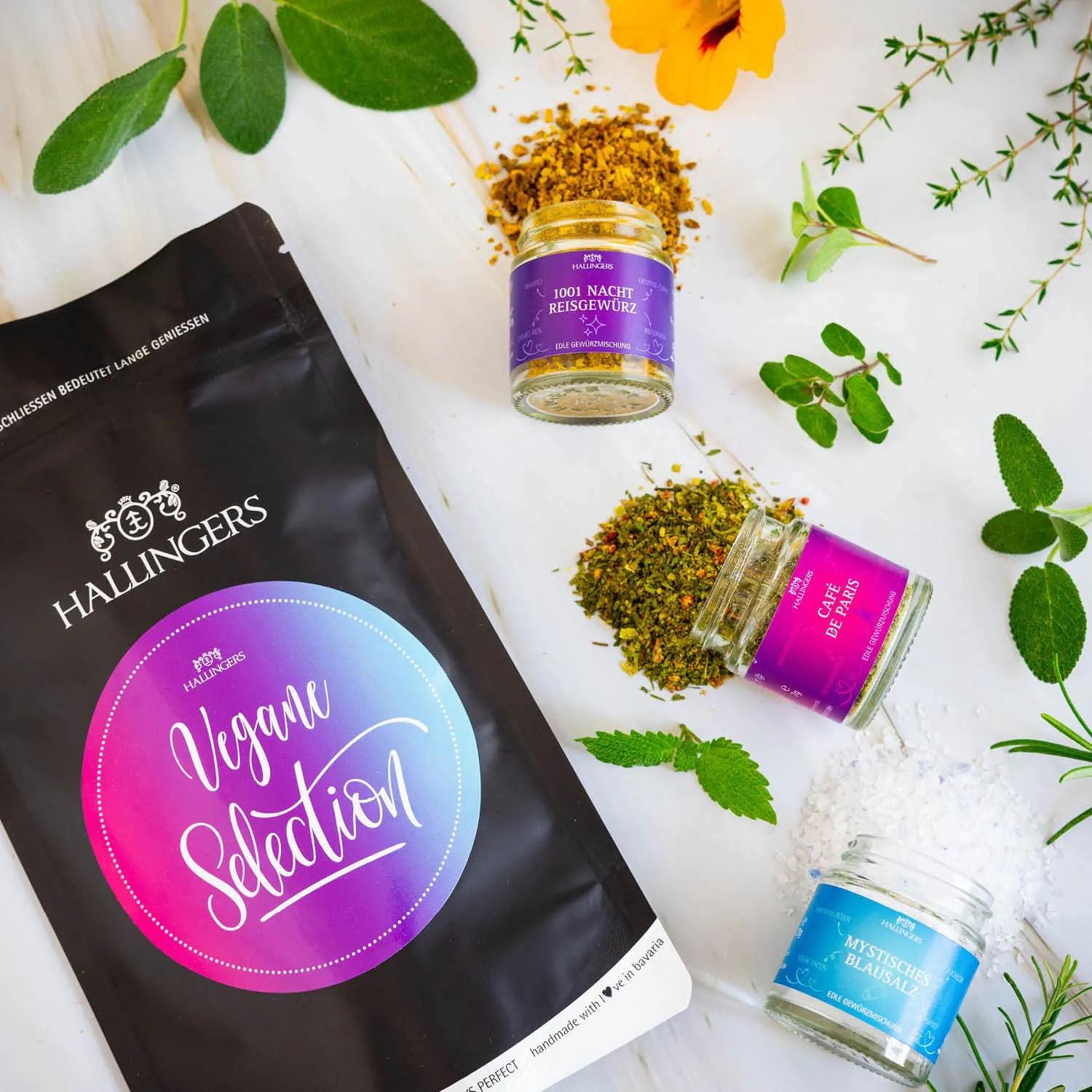 Vegan Selection (kleines veganes Mitbringsel Blausalz, Reisgewürz & Café de Paris) - Feinkost-Set, Gourmet-Auswahl Wundertüte