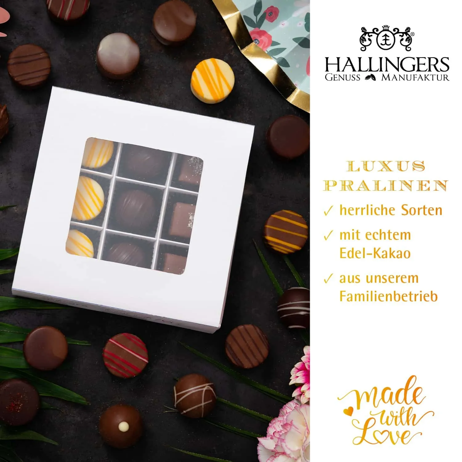 BESONDERS STATT GEWÖHNLICH - Edition \Mama & Papa Box white\: Während andere auf Masse setzen, entsteht echter Feinkost-Genuss durch perfekt abgestimmte Spezialitäten (großes Mitbringsel Schokolade, Pralinen, Gewürze & Nougatmandeln)