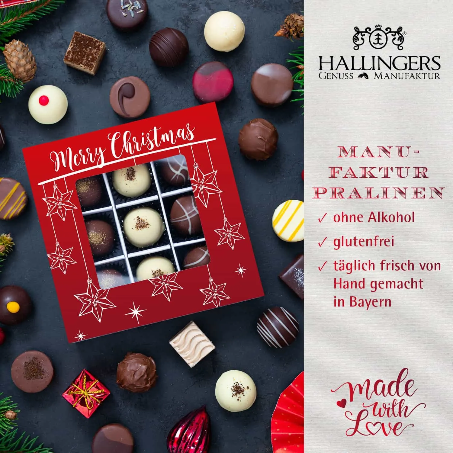 BESONDERS STATT GEWÖHNLICH - Edition \Best of Christmas\: Während andere auf Masse setzen, entsteht echter Feinkost-Genuss durch perfekt abgestimmte Spezialitäten (großes Mitbringsel Schokolade, Tee, 9er Pralinen & Meistergriller-Gewürz)