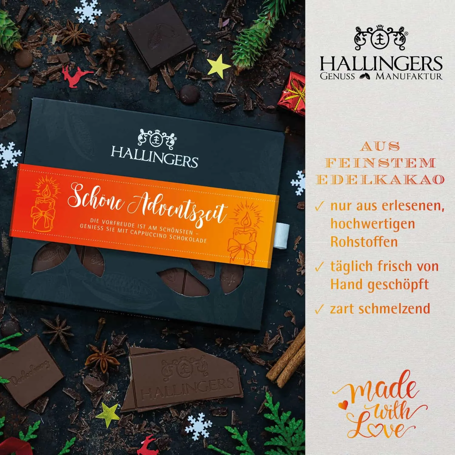 Best of Christmas (großes Mitbringsel Schokolade, Tee, 9er Pralinen & Meistergriller-Gewürz) - Feinkost-Set, Gourmet-Auswahl XXL
