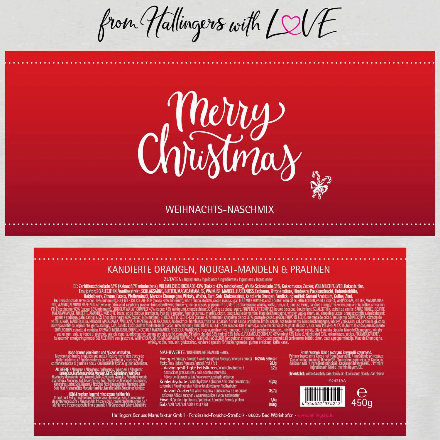 Weihnachts-Naschmix XXL (großes Mitbringsel Pralinen, Nougat-Mandeln & dragierte Orangenscheiben) - Feinkost-Set, Gourmet-Auswahl XXL