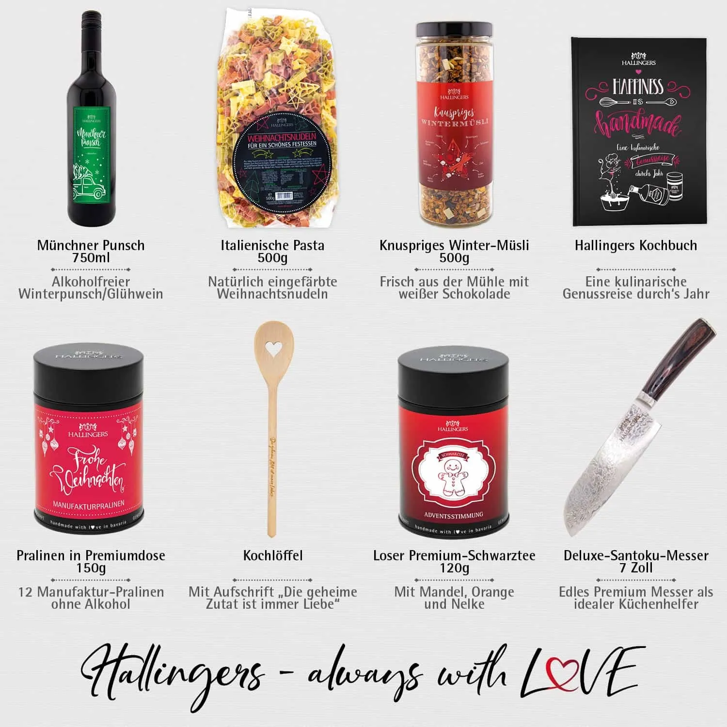 Weihnachts-Genussreise (Selektion Wein, Müsli, Gewürze, Kochbuch, Santuko-Messer & viel mehr) - Feinkost-Set, XXL-Geschenkkorb Gourmet