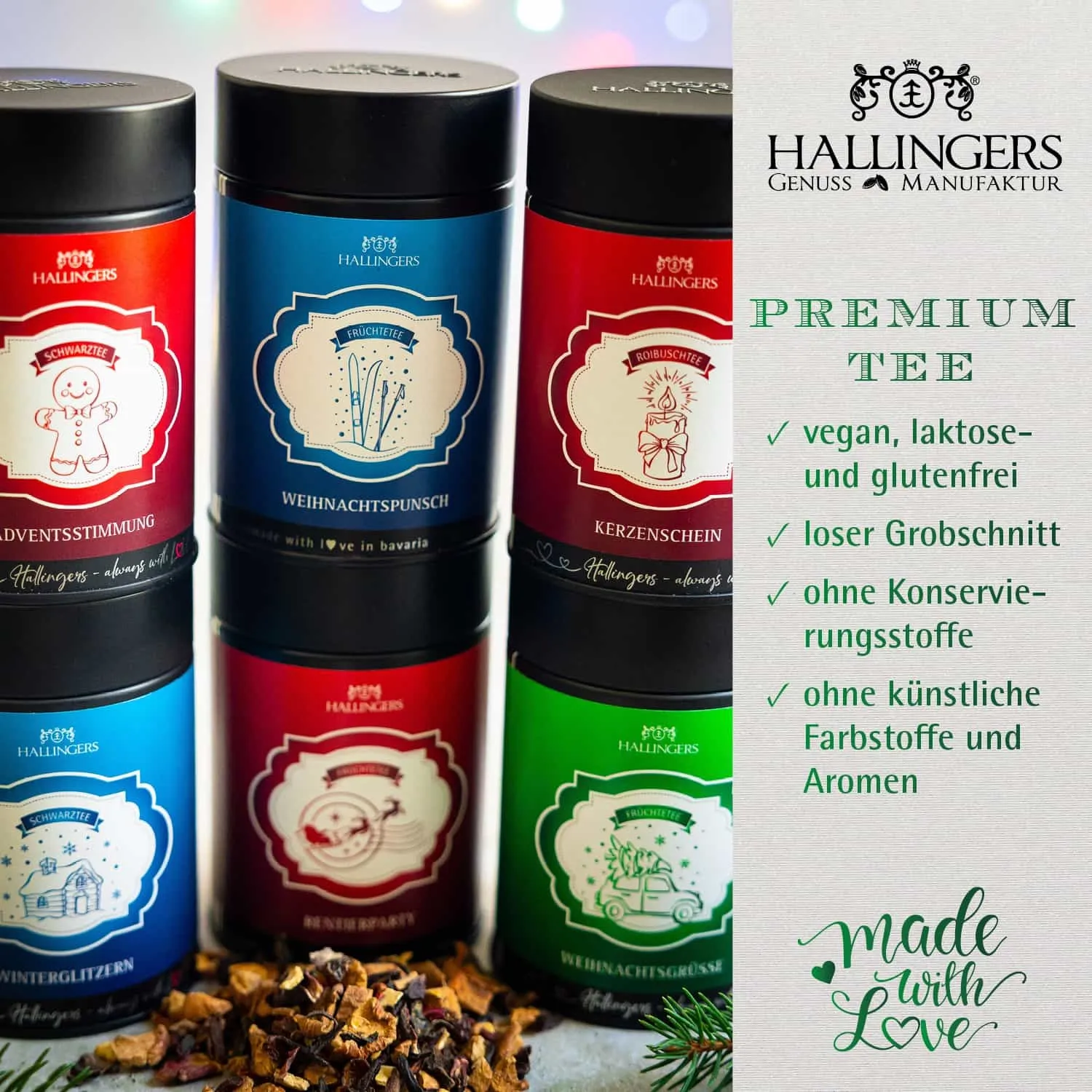 BESONDERS STATT GEWÖHNLICH - Edition \Weihnachts-Tea Time\: Während andere auf Masse setzen, entsteht echter Feinkost-Genuss durch perfekt abgestimmte Spezialitäten (großes Mitbringsel 6 Tees, Tafel Schokolade, Madneln, Pralinen & mehr)