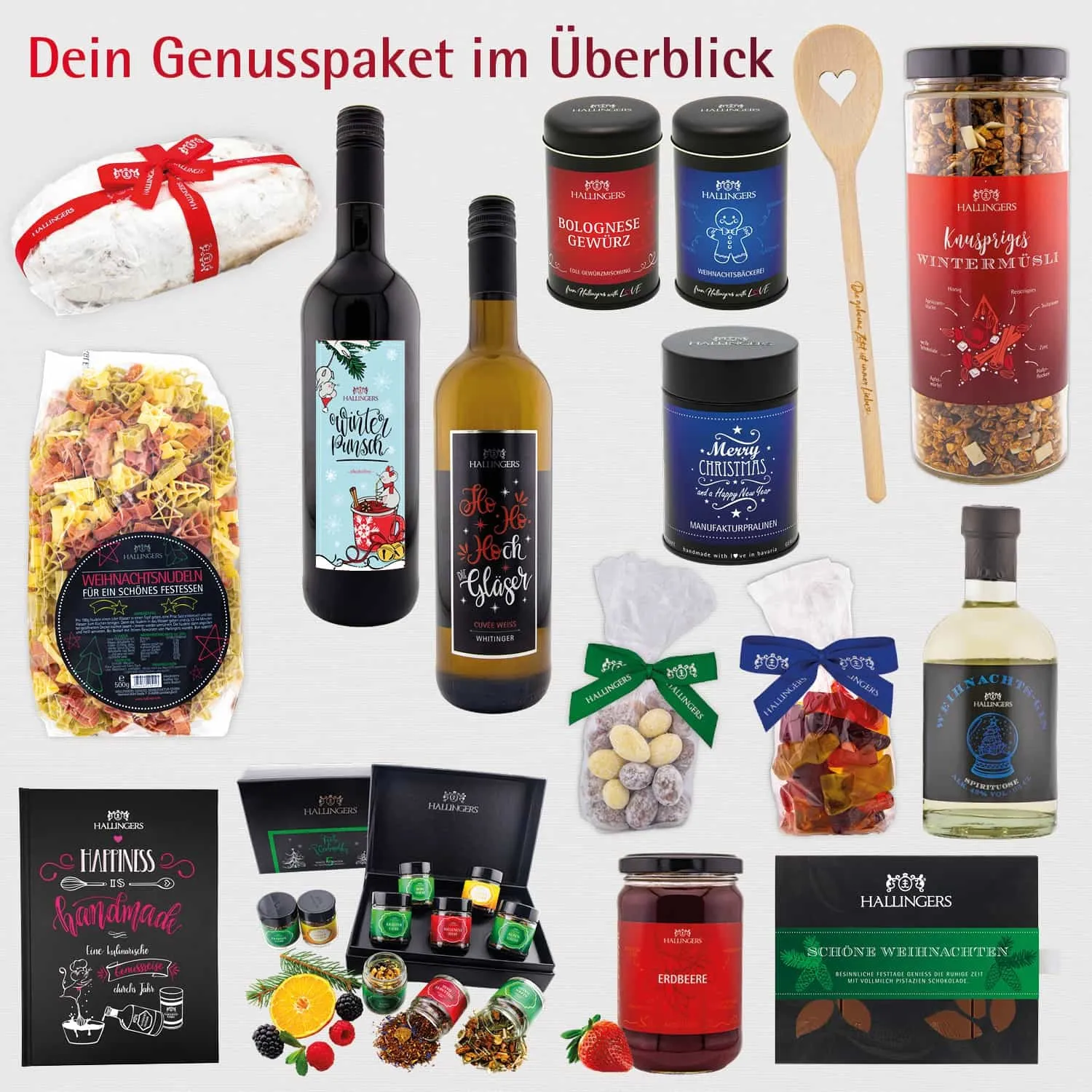 Weihnachten Family (Selektion Stollen, Pasta, Gin, Punsch, Müsli, Tee, Nougat, Gewürz & mehr) - Feinkost-Set, XXL-Geschenkkorb Gourmet