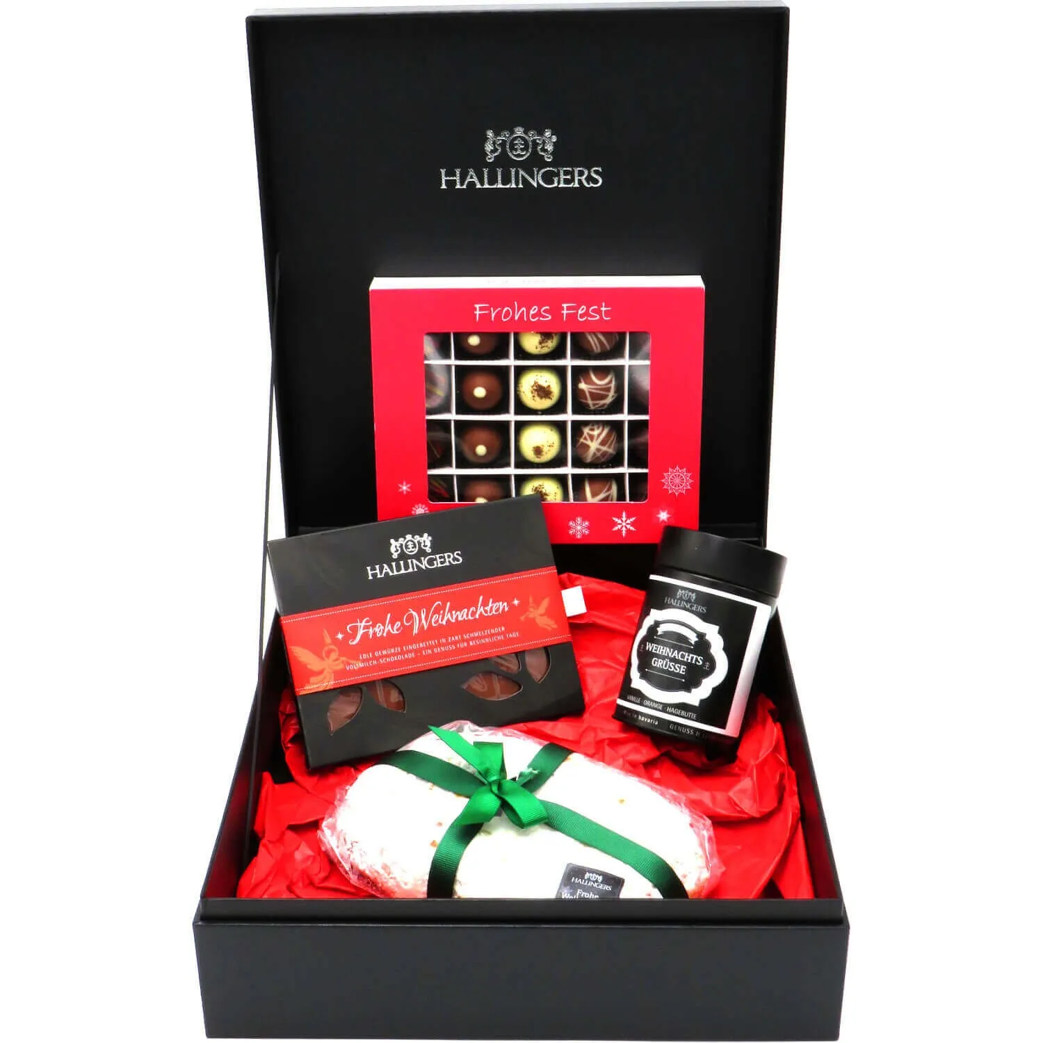 Stollen & More (großes Mitbringsel Christstollen, Schokolade, Tee, Mandeln & 20er Pralinen) - Feinkost-Set, Gourmet-Auswahl XXL